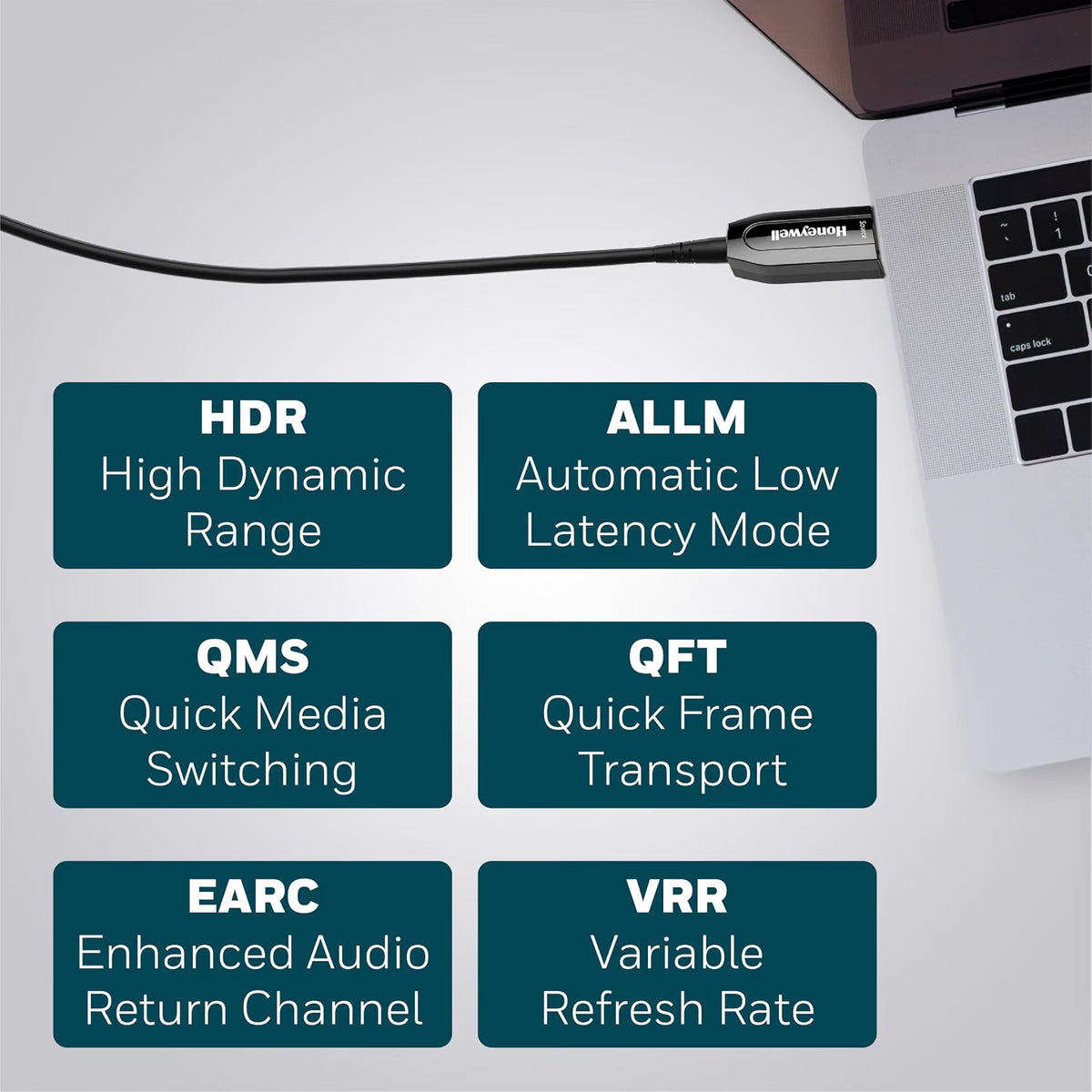 Honeywell HDMI AOC 2.1 Complaint 30 Meters, Transmission Speed of 48GBPS, Supports UHD Resolution of 8K@60Hz, Male-to-Male, High-Speed Fiber Optics Cable, Compatible with TV, Gaming Console, etc.