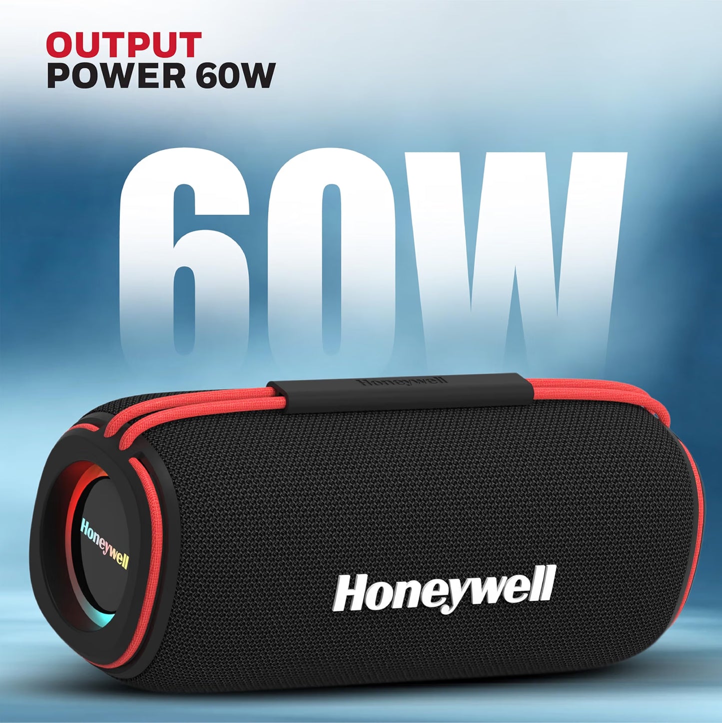 Honeywell Newly Launched Trueno U500 60W 5.3 Bluetooth Speaker, Deep Bass Radiators, 18H Playtime, IPX 6, TWS Feature, RGB Lights, SD Card, AUX, USB Type-C Port, Built-in Mic & 2 * 93mm Drivers