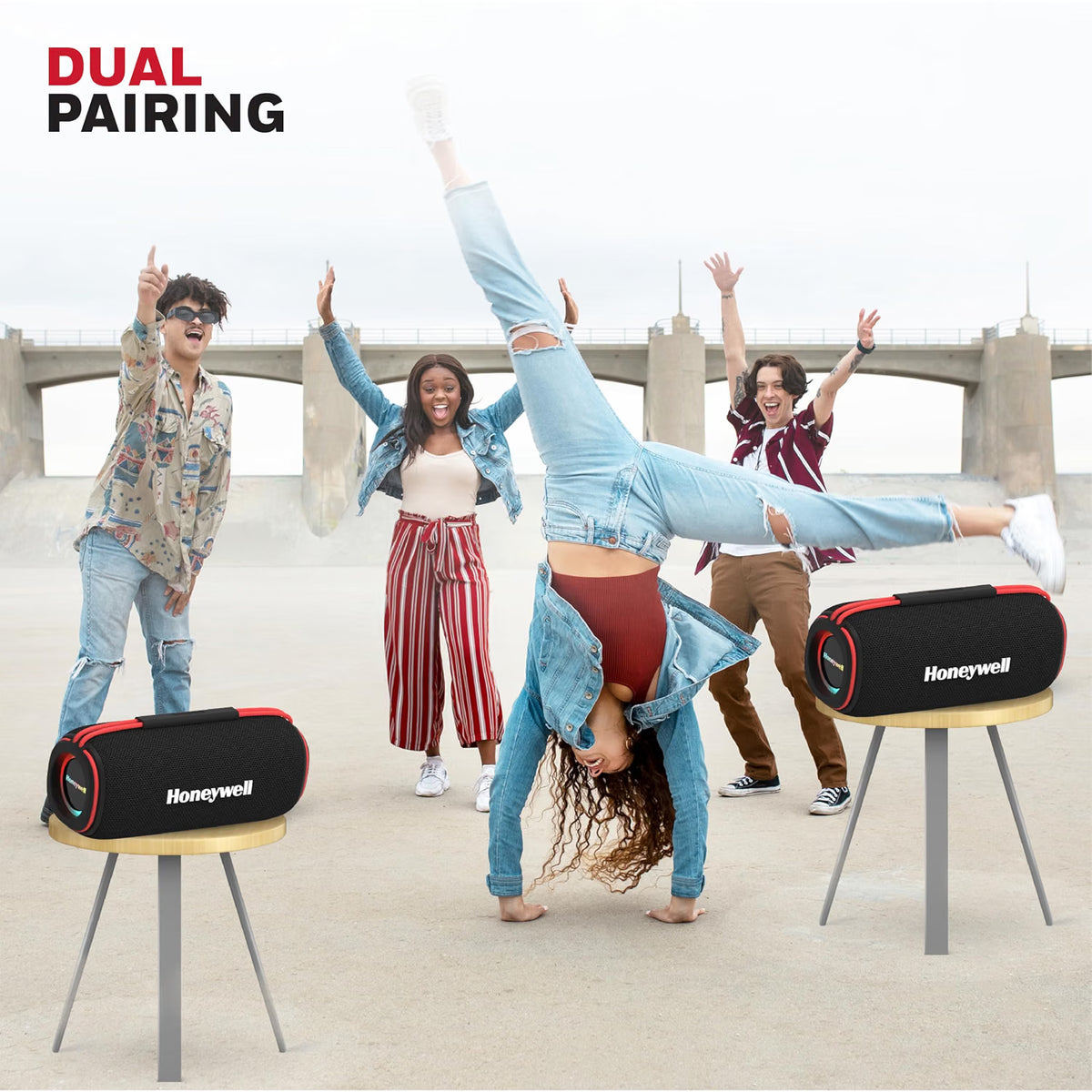 Honeywell Newly Launched Trueno U500 60W 5.3 Bluetooth Speaker, Deep Bass Radiators, 18H Playtime, IPX 6, TWS Feature, RGB Lights, SD Card, AUX, USB Type-C Port, Built-in Mic & 2 * 93mm Drivers