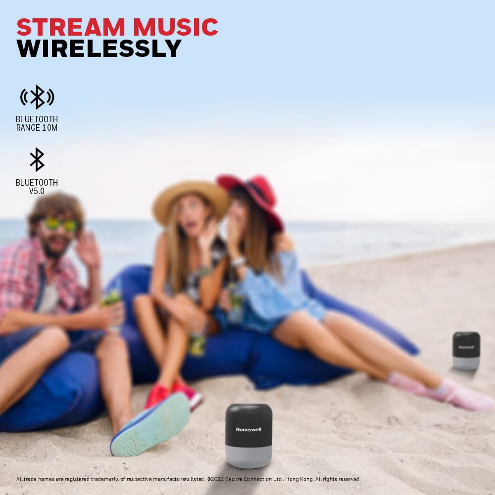 Honeywell Trueno U100 Wireless Duo Bluetooth V5.0 Speaker 5Wx2, 12Hrs Playtime per Speaker, Advanced 52mm Drivers, IPX4, TWS Feature, Premium Stereo Sound, Multi Compatibility Mode