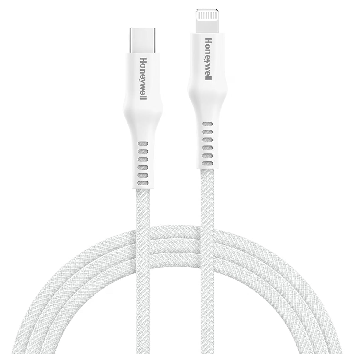 Honeywell Type C to Lightning, 4 Feet (1.2M), Nylon Braided Cable, MFI-certified, QC3.0, PD 87W Support with Max Output 3A, Fast Charge & Sync Cable for iPhone, iPad, AirPods – White