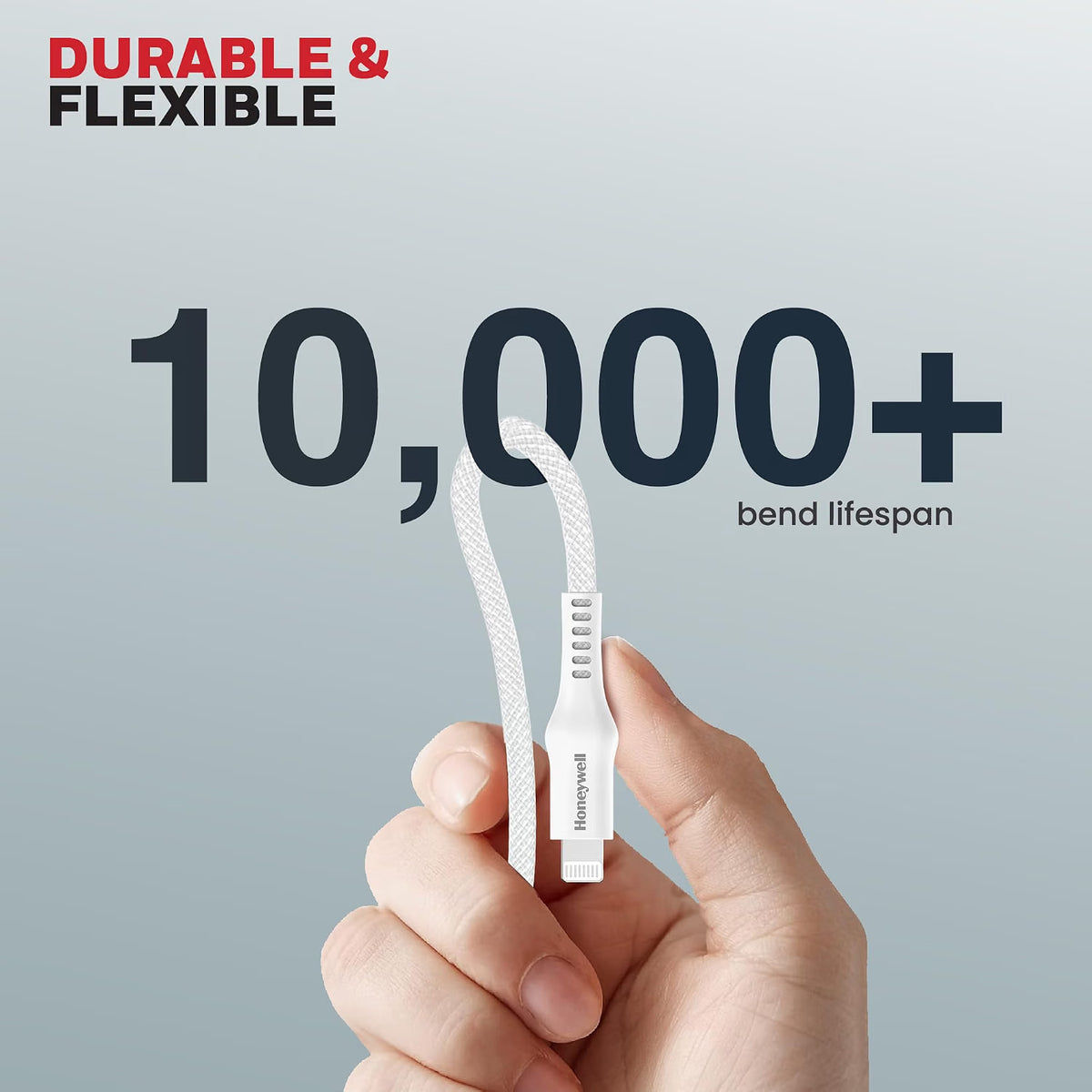 Honeywell Type C to Lightning, 4 Feet (1.2M), Nylon Braided Cable, MFI-certified, QC3.0, PD 87W Support with Max Output 3A, Fast Charge & Sync Cable for iPhone, iPad, AirPods – White