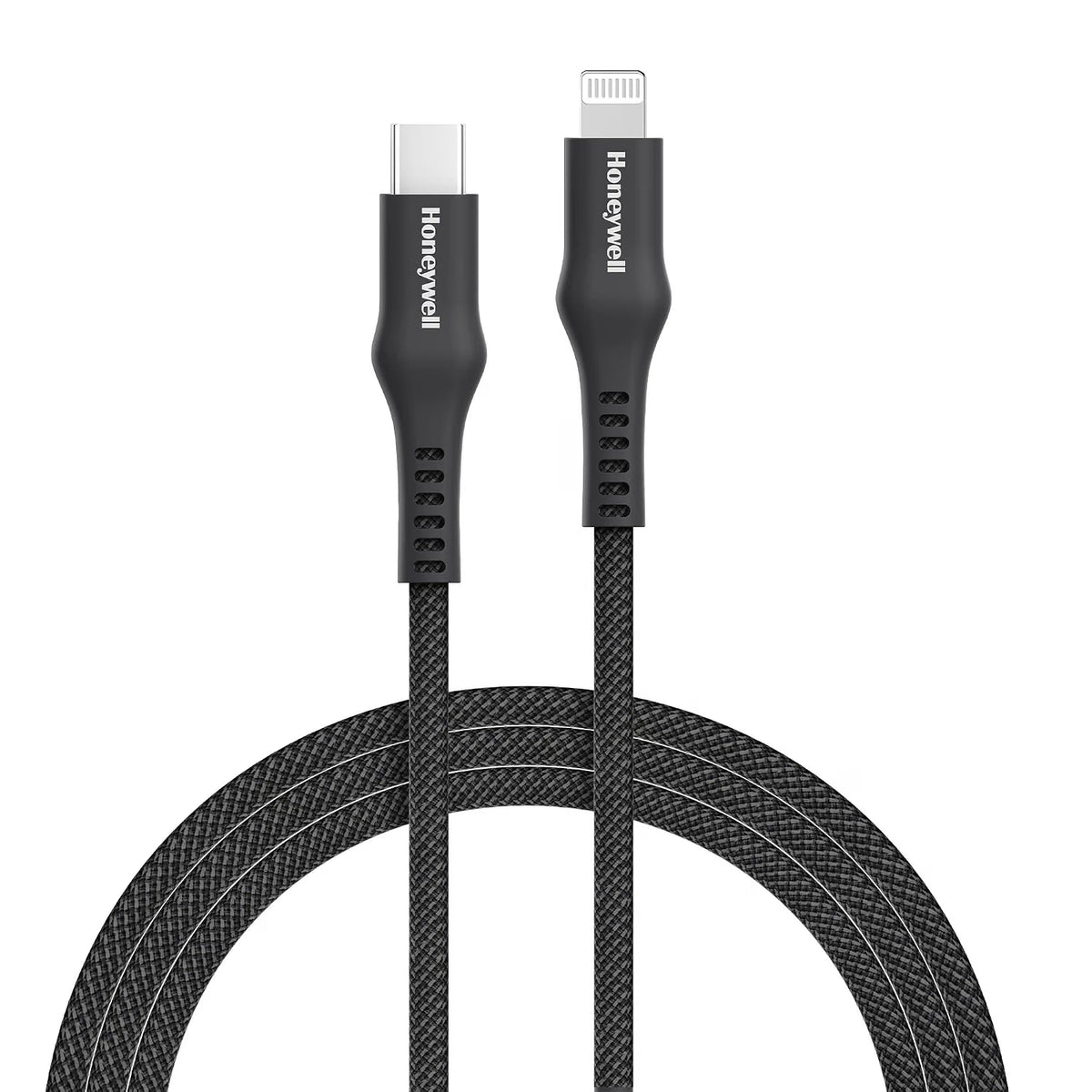 Honeywell Type C to Lightning, 4 Feet (1.2M), Nylon Braided Cable, MFI-certified, QC3.0, PD 87W Support with Max Output 3A, Fast Charge & Sync Cable for iPhone, iPad, AirPods – Black