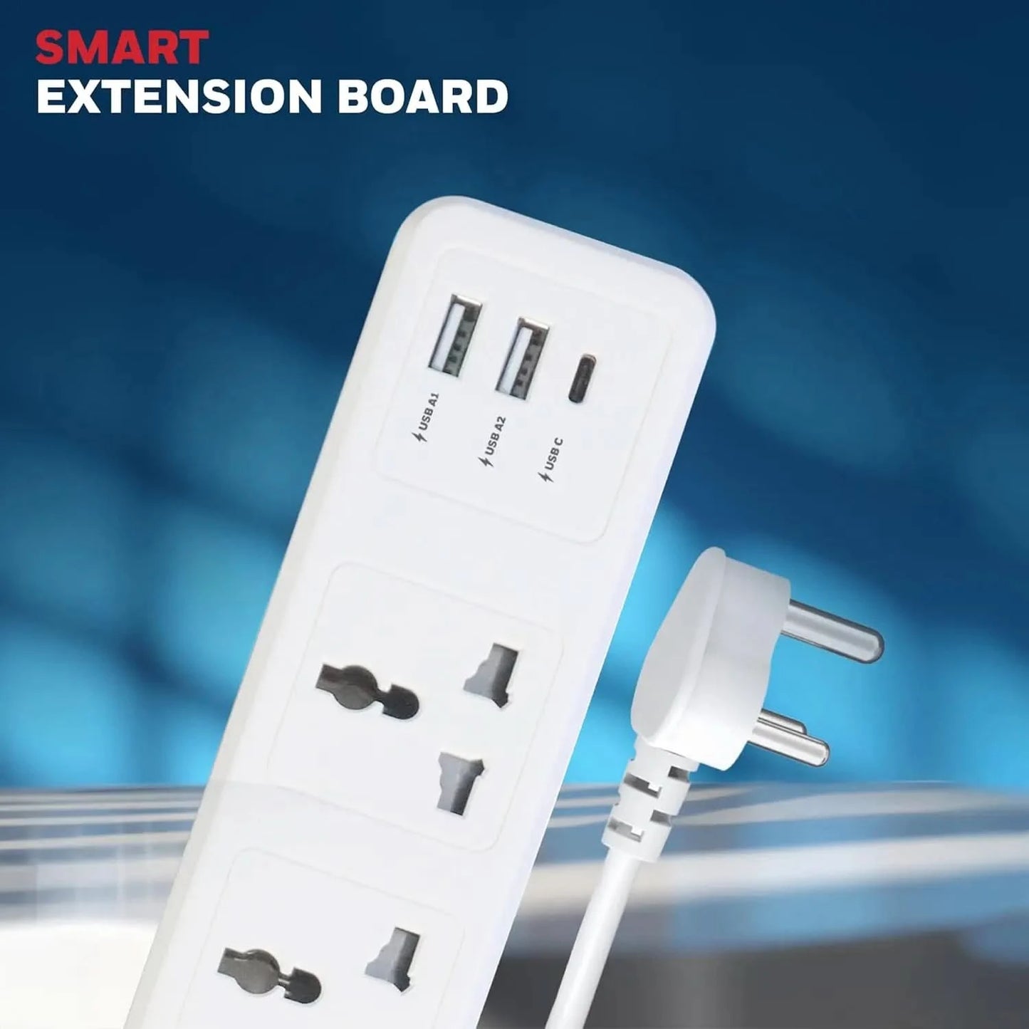 Honeywell 3 Outlet Extension Board with Master Switch, 6 Amps, 250V, 1xType C & 2xUSB, 3 International Sockets, Pure Copper, 6 Advanced Safety Features, 2 Mtr Power Cord, BIS Certified, 1 yr Warranty