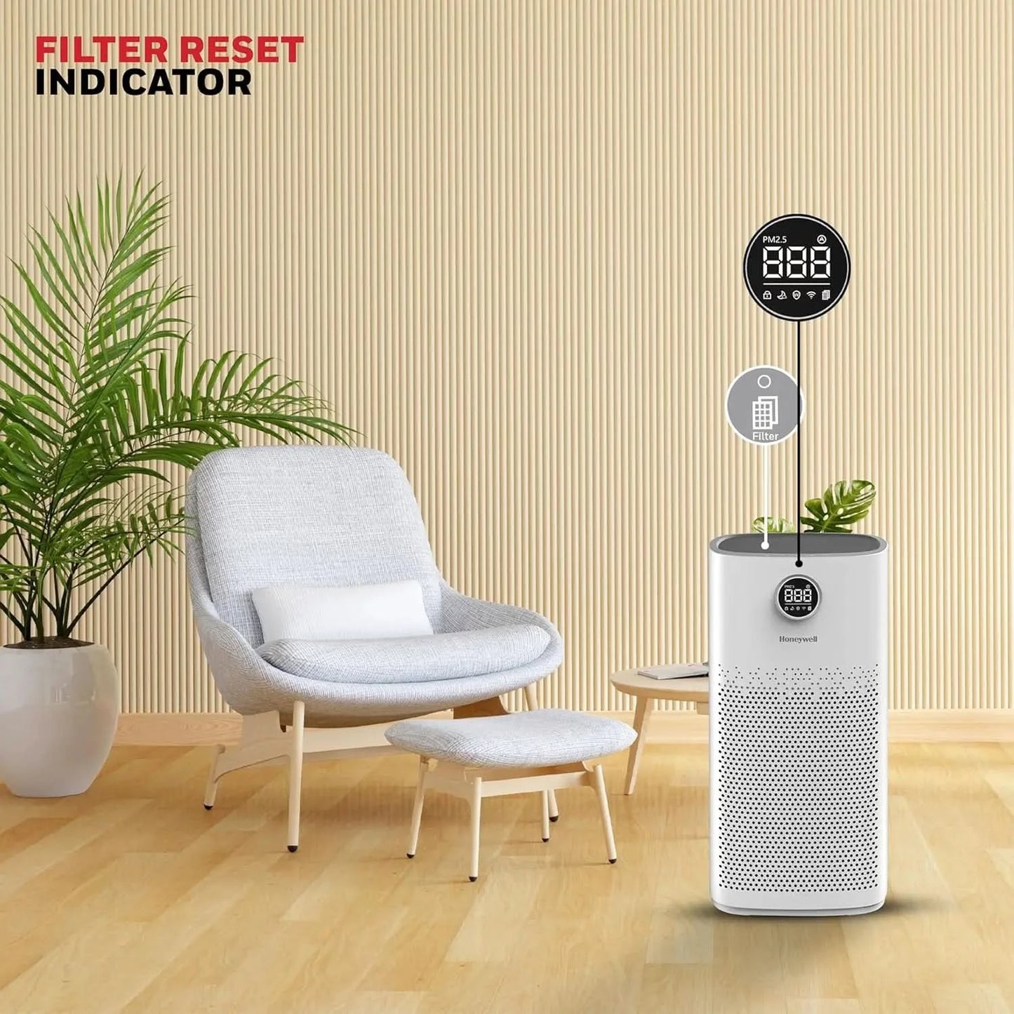 Honeywell Air Purifier For Home, 4 Stage Filtration,Covers 853sq.ft,PM 2.5 Level Display,with WIFI & ALEXA,H13 HEPA & Activated Carbon Filter,Removes 99.99% Pollutants,Micro Allergens-Air Touch P2