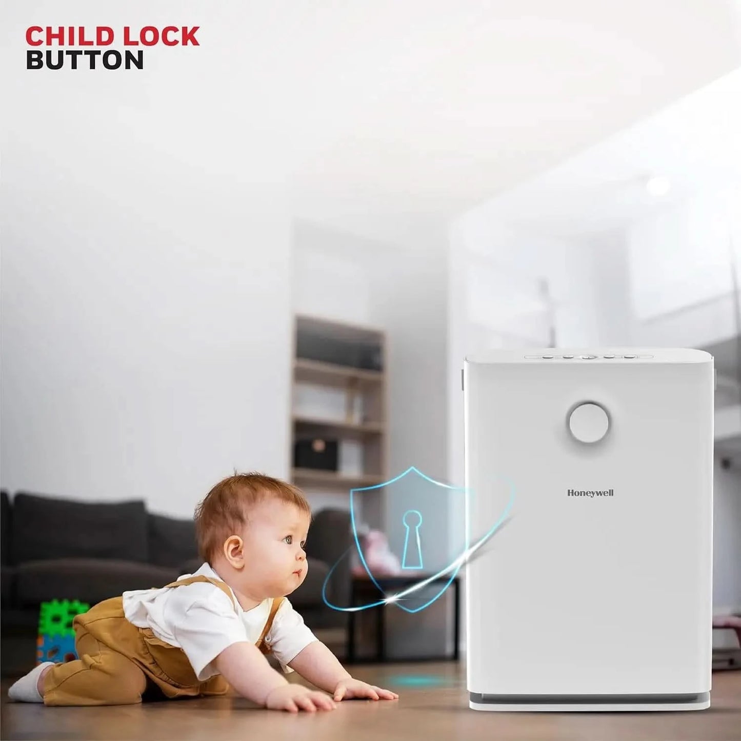 Honeywell Air Purifier for Home, 5 Stage Filtration, Covers 465 sq.ft, High Efficiency Pre-Filter,Dual HEPA Filter, Activated Carbon Filter, Removes 99.99% Pollutants & Micro Allergens - Air touch V3