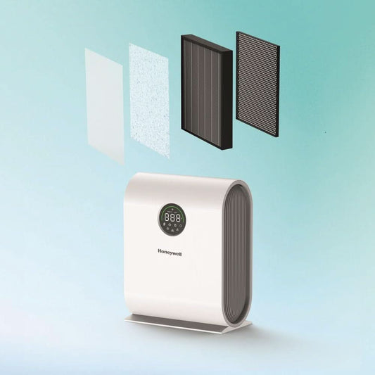 Honeywell Air Touch V5 4-in-1 Compound with Pre Filter, Nano-Silver Anti-Bacterial,H13 HEPA and Activated Carbon, Removes 99.99% Allergens,Pollutants,PM2.5,VOCs,Smoke,Odour