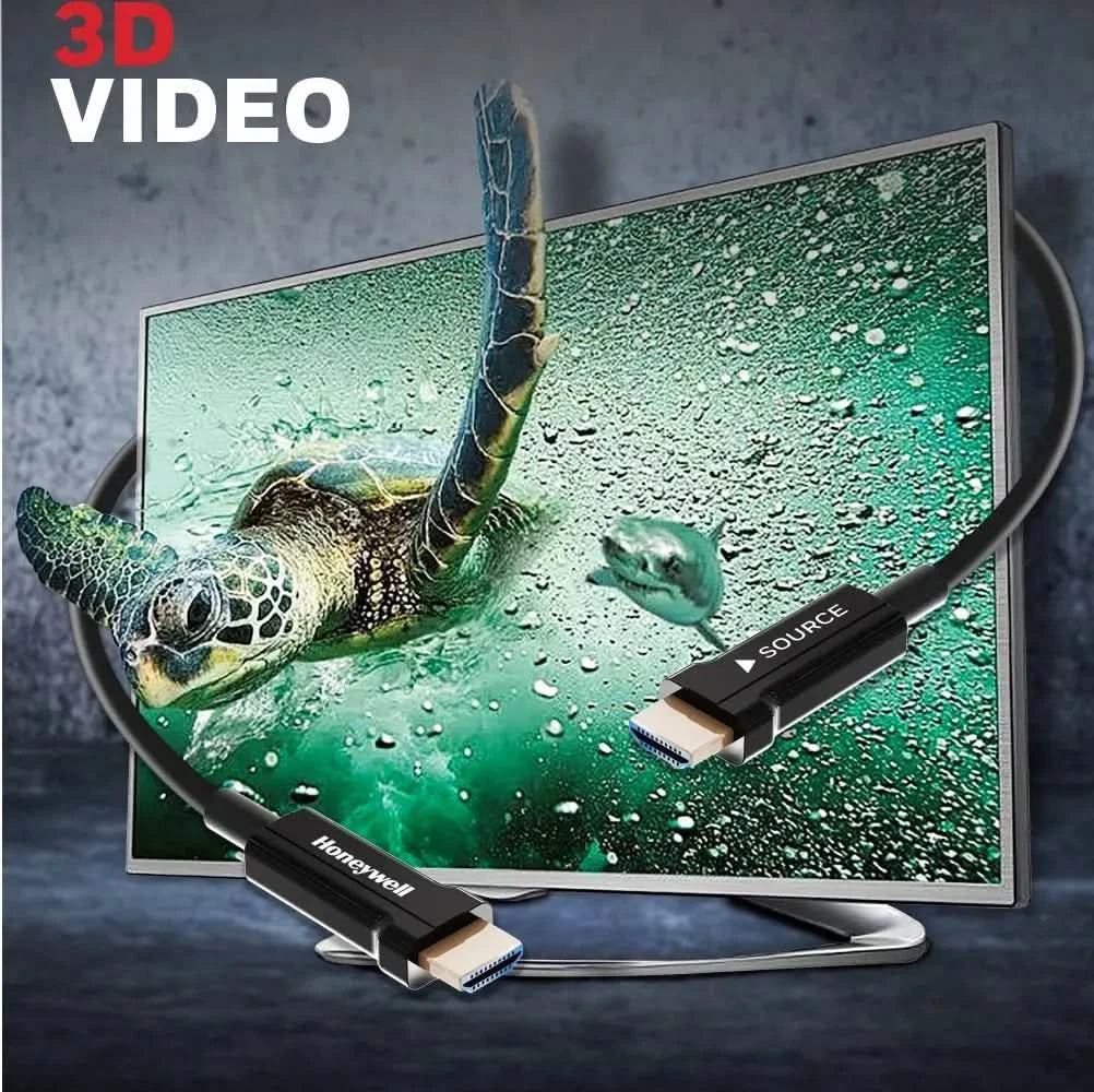 Honeywell HDMI AOC 2.1 Complaint 50 Meters, Transmission Speed of 48GBPS, Supports UHD Resolution of 8K@60Hz, Male-to-Male, High-Speed Fiber Optics Cable, Compatible with TV, Gaming Console, etc.