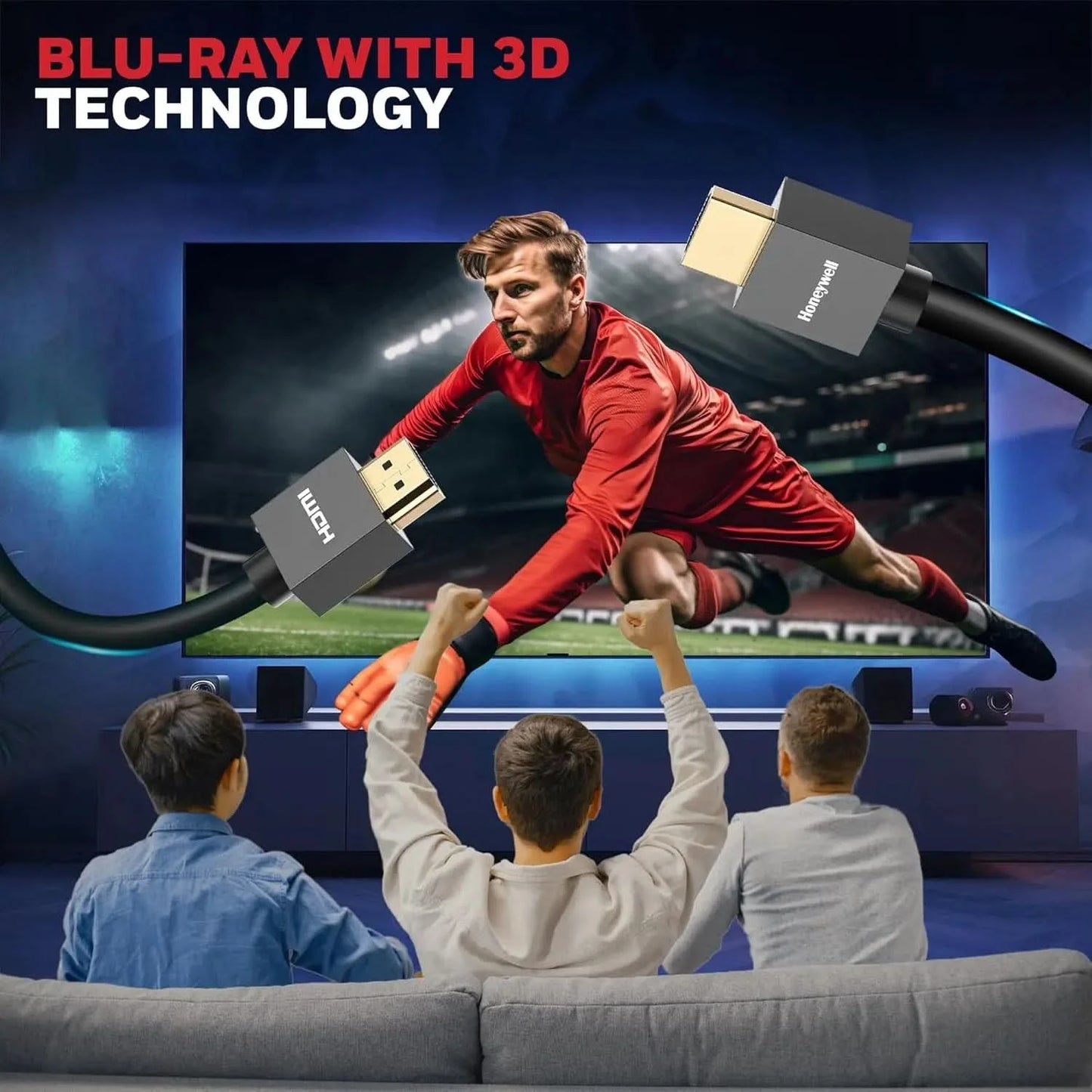 Honeywell HDMI Cable v2.0 with Ethernet, 3D/4K@60Hz Ultra HD Resolution, 20 Mtr, 18 GBPS Transmission Speed, High Speed, Compatible with all HDMI Devices Laptop Desktop TV Set-top Box Gaming Console
