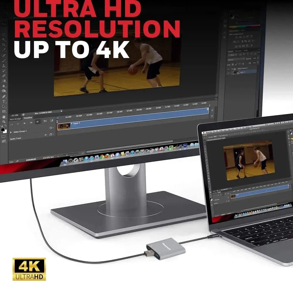 Honeywell High-Speed 3-in-1 Type C to HDMI Adapter, PD Charging Upto100W, USB3.0 Delivers Quick Transfer Speed of 5GBPS, UHD 4K@30Hz, Universally Compatible with All Type C Devices, Aluminium Case