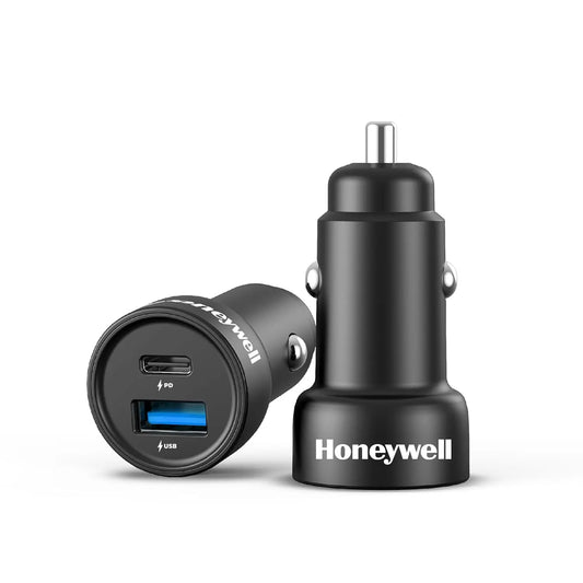Honeywell Micro CLA 38W PD Smart Car Charger, 1XType C & 1XUSB A Dual Port Charger with Ultra-Fast Charging, Adapter for iPhone and Android, All Smartphones Compatible (iPad, AirPods, iPhone etc)
