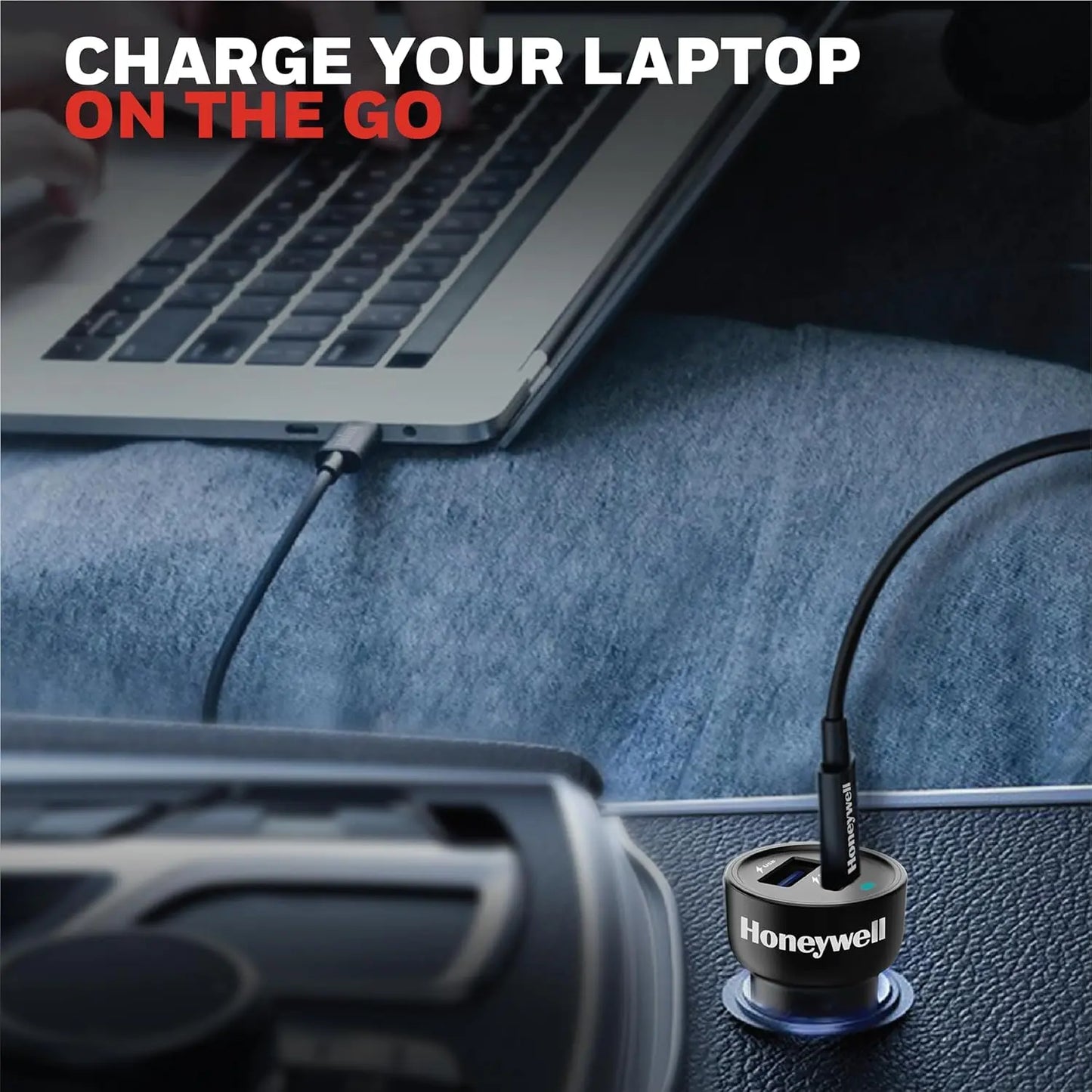 Honeywell Micro CLA 83W PD Smart Car Charger, 65W Type C PD & 18W USB A Port, Ultra-Fast Charging, Compatible with All Car for iPhone, Smartphones, Laptops, Tablets, 3 Years Manufacturer Warranty
