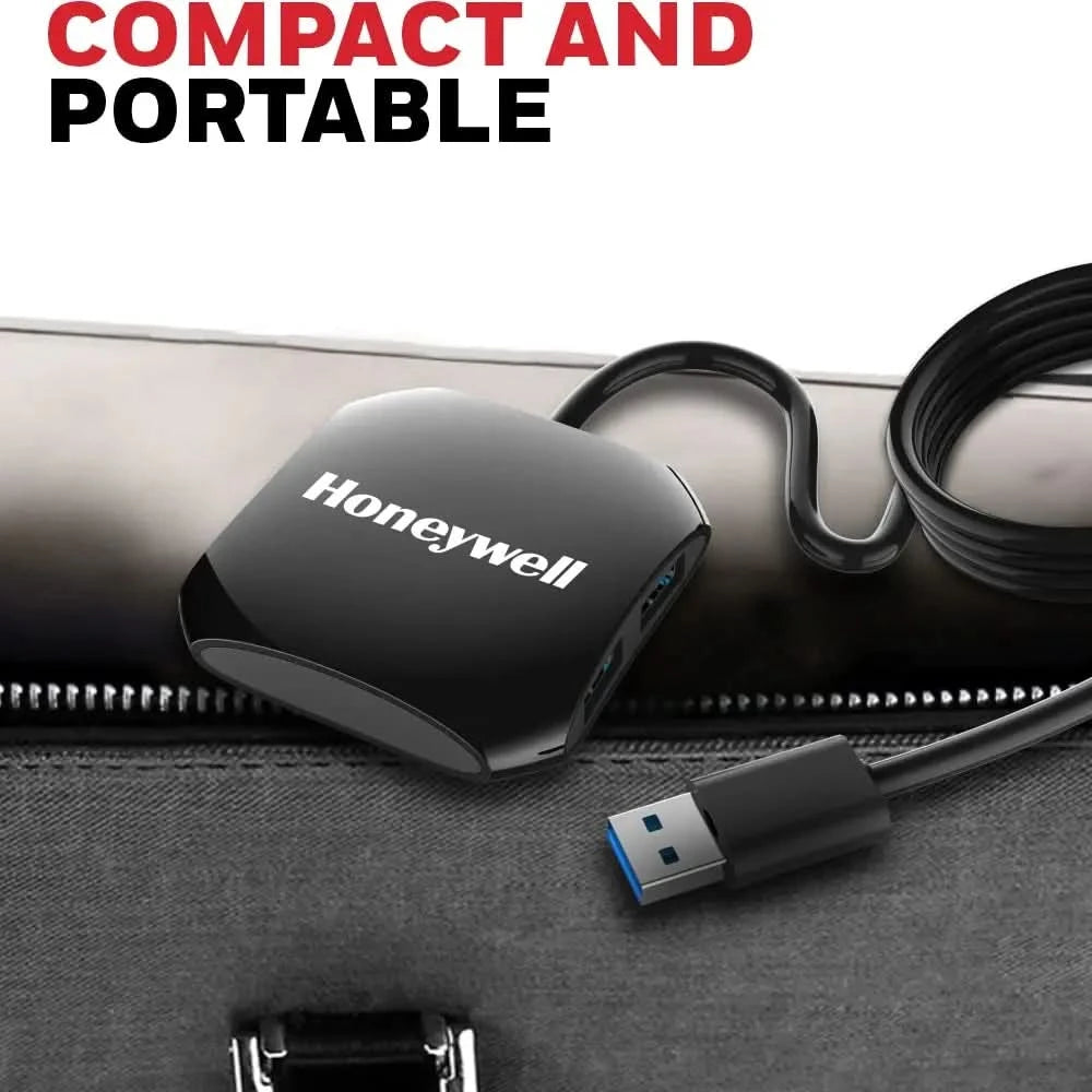 Honeywell Momentum 4-1 USB 3.0 Hub, 1.2 Meter Cable, Max Current 900mA, Transmission Speed 5GBPS, Universally Compatible with All USB PC, Laptop, Speaker, Mobile, Pen Drive,Hard Drive,Keyboard Printer