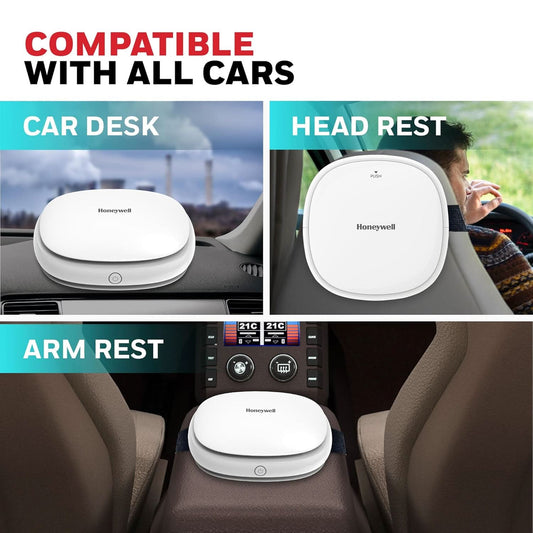 Honeywell Move Pure3 Car Air Purifier, Hepa filter & Formaldehyde which removes 99.9% dust & smoke, CADR upto24 mÂ³/h with 3xUSB ports, 2 Years Manufacturer Warranty