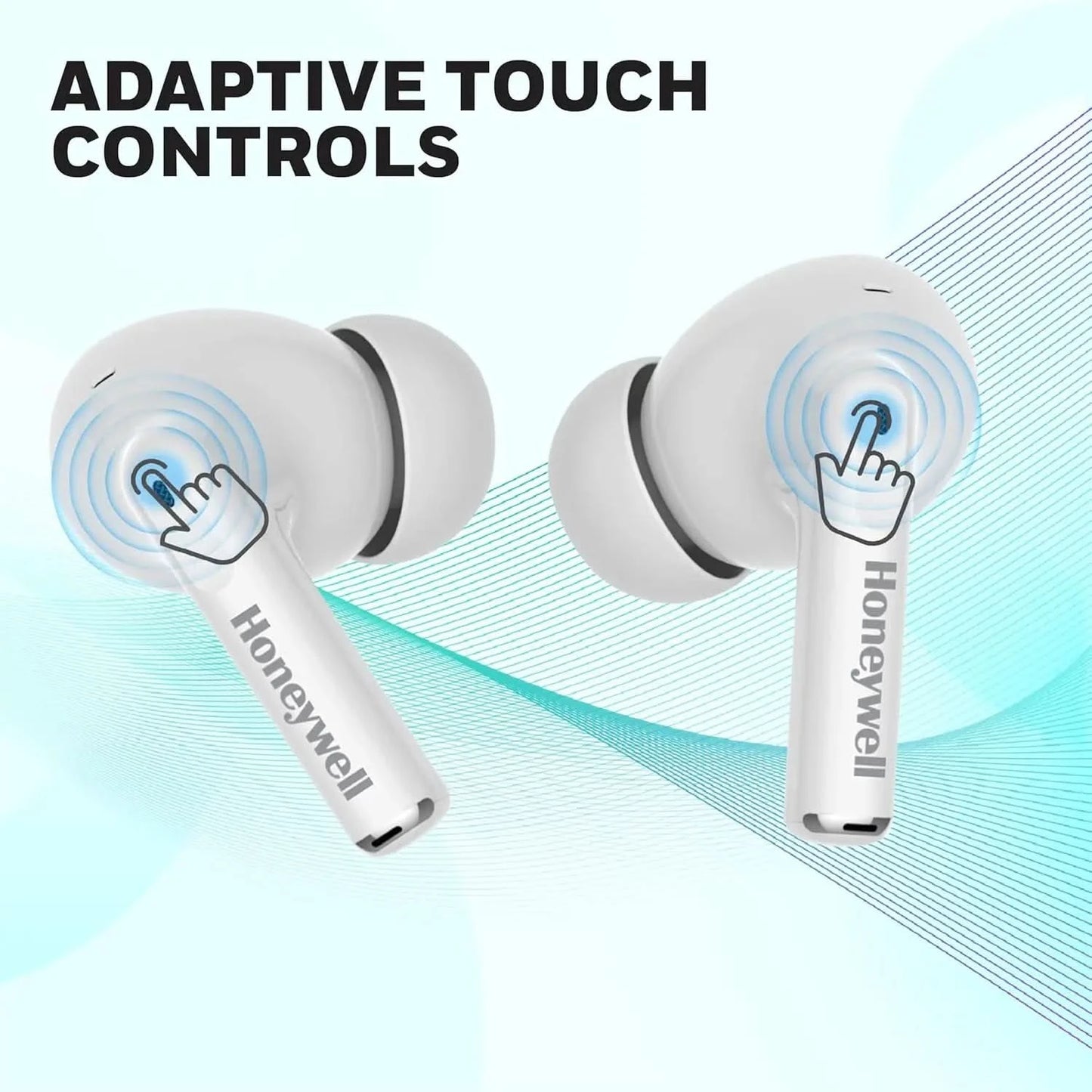 Honeywell Moxie V1200 Bluetooth TWS Earbuds with 26H of Playtime, Type C Fast Charging, IPx4 Water Resistant, Bluetooth V5.3, 13mm*2 Drivers, Voice Assistant, 2 Years Manufacturer Warranty - White