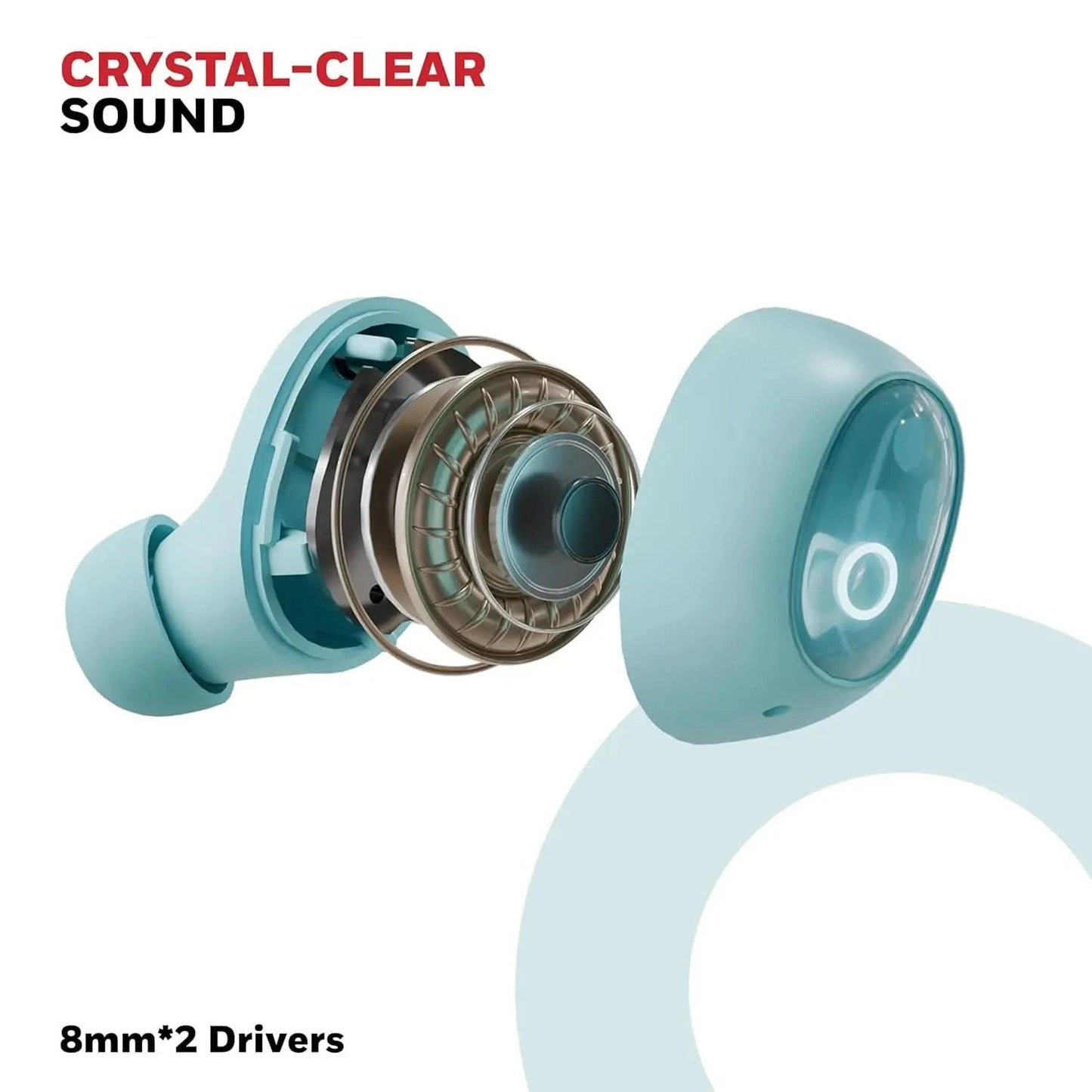 Honeywell Moxie V1500 Bluetooth TWS Earbuds with 48H Playtime, Type C Fast Charging, IPX4 Water Resistant, Bluetooth V5.4, 8mm*2 Drivers, Touch Controls, Voice Assistant, Noise Cancelling