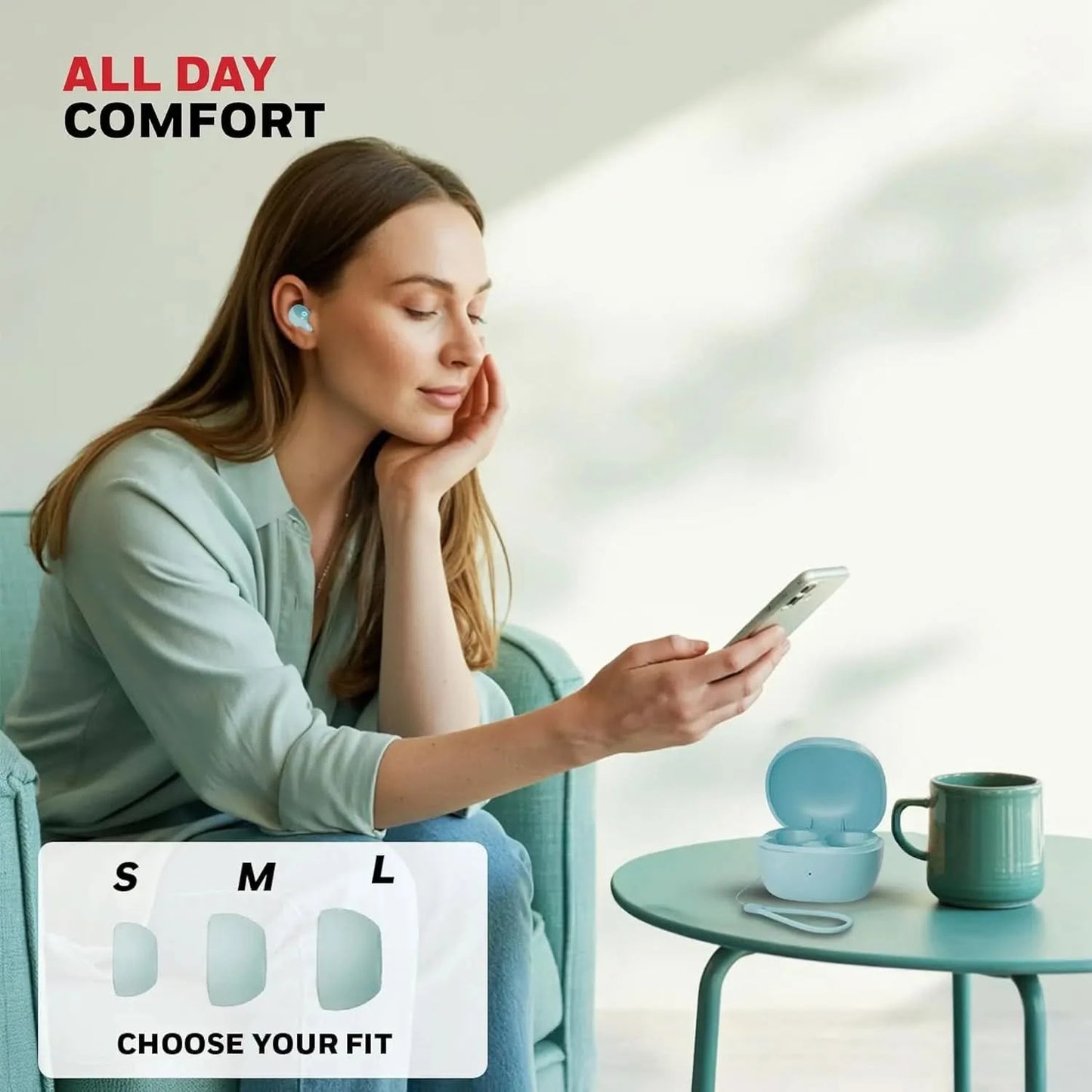 Honeywell Moxie V1500 Bluetooth TWS Earbuds with 48H Playtime, Type C Fast Charging, IPX4 Water Resistant, Bluetooth V5.4, 8mm*2 Drivers, Touch Controls, Voice Assistant, Noise Cancelling