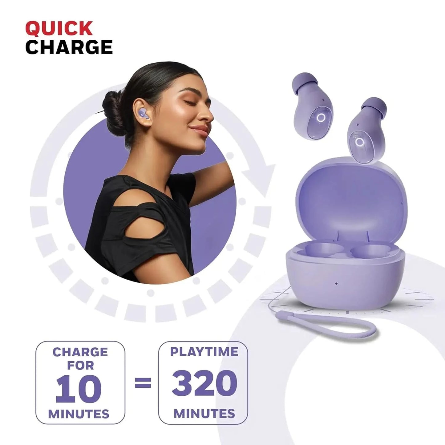 Honeywell Moxie V1500 Bluetooth TWS Earbuds with 48H Playtime, Type C Fast Charging, IPX4 Water Resistant, Bluetooth V5.4, 8mm*2 Drivers, Touch Controls, Voice Assistant, Noise Cancelling Purple