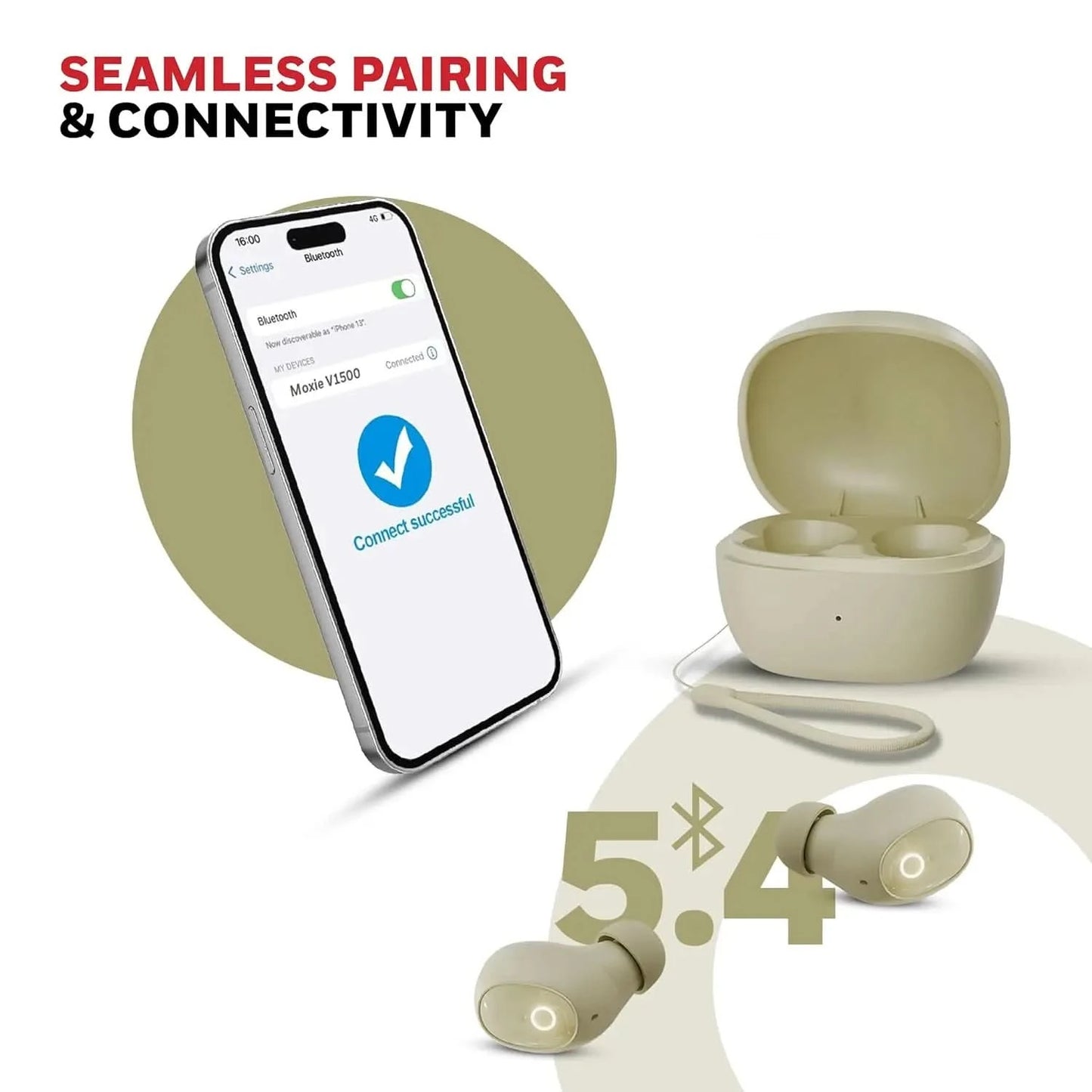 Honeywell Moxie V1500 Bluetooth TWS Earbuds with 48H Playtime, Type C Fast Charging, IPX4 Water Resistant, Bluetooth V5.4, 8mm*2 Drivers, Touch Controls, Voice Assistant, Noise Cancelling Yellow