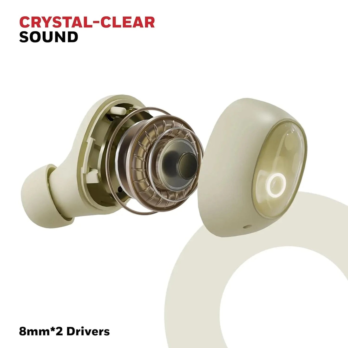 Honeywell Moxie V1500 Bluetooth TWS Earbuds with 48H Playtime, Type C Fast Charging, IPX4 Water Resistant, Bluetooth V5.4, 8mm*2 Drivers, Touch Controls, Voice Assistant, Noise Cancelling Yellow
