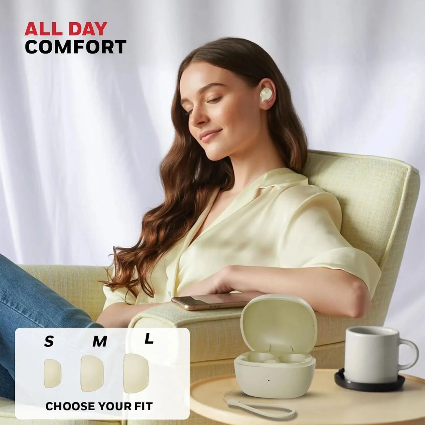 Honeywell Moxie V1500 Bluetooth TWS Earbuds with 48H Playtime, Type C Fast Charging, IPX4 Water Resistant, Bluetooth V5.4, 8mm*2 Drivers, Touch Controls, Voice Assistant, Noise Cancelling Yellow