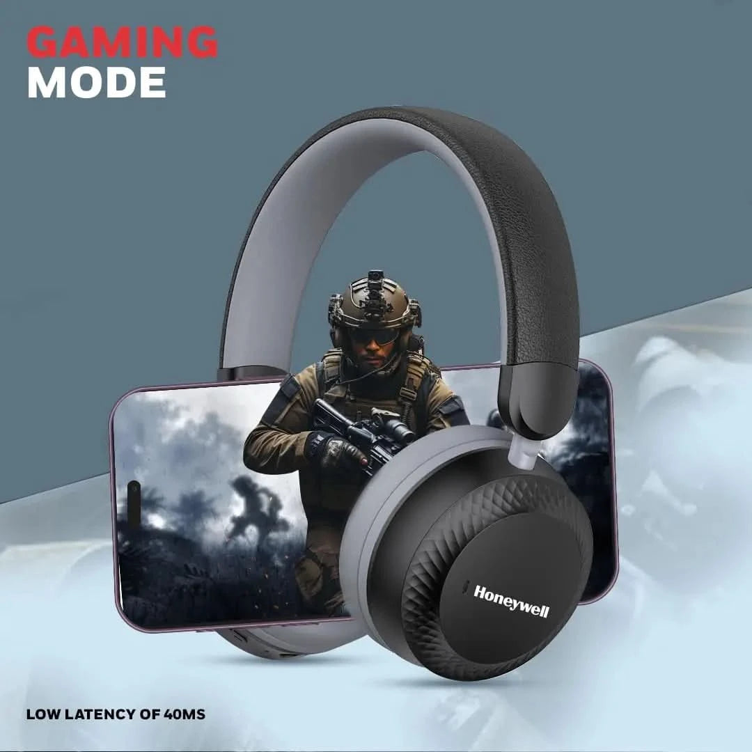 Honeywell Moxie V20 Bluetooth 5.4 Wireless On-Ear Headphones with Mic, ENC Noise Reduction, 25H Playback, Deep Bass, IPX4, AUX Support, 40ms Low Latency Gaming Mode, Stereo Sound, Padded Cushions