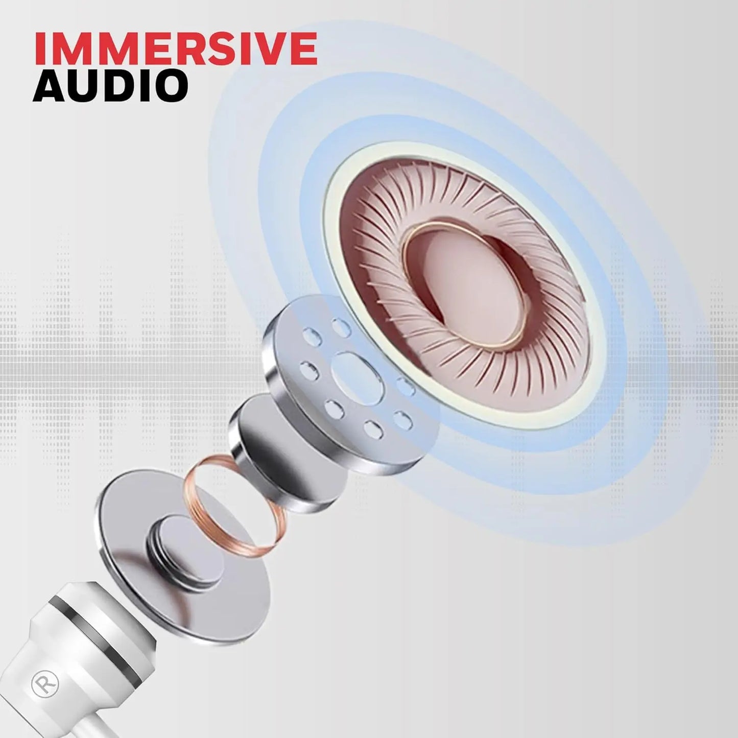 Honeywell Moxie V50 Wired Earphones with Built in Mic, 10mm*2 Drivers, Passive Noise Cancellation, Deep Bass & Clear Sound, Ultra HD Mic Quality, 3.5mm AUX, Voice Assistant Enabled, 1.2 Mtr