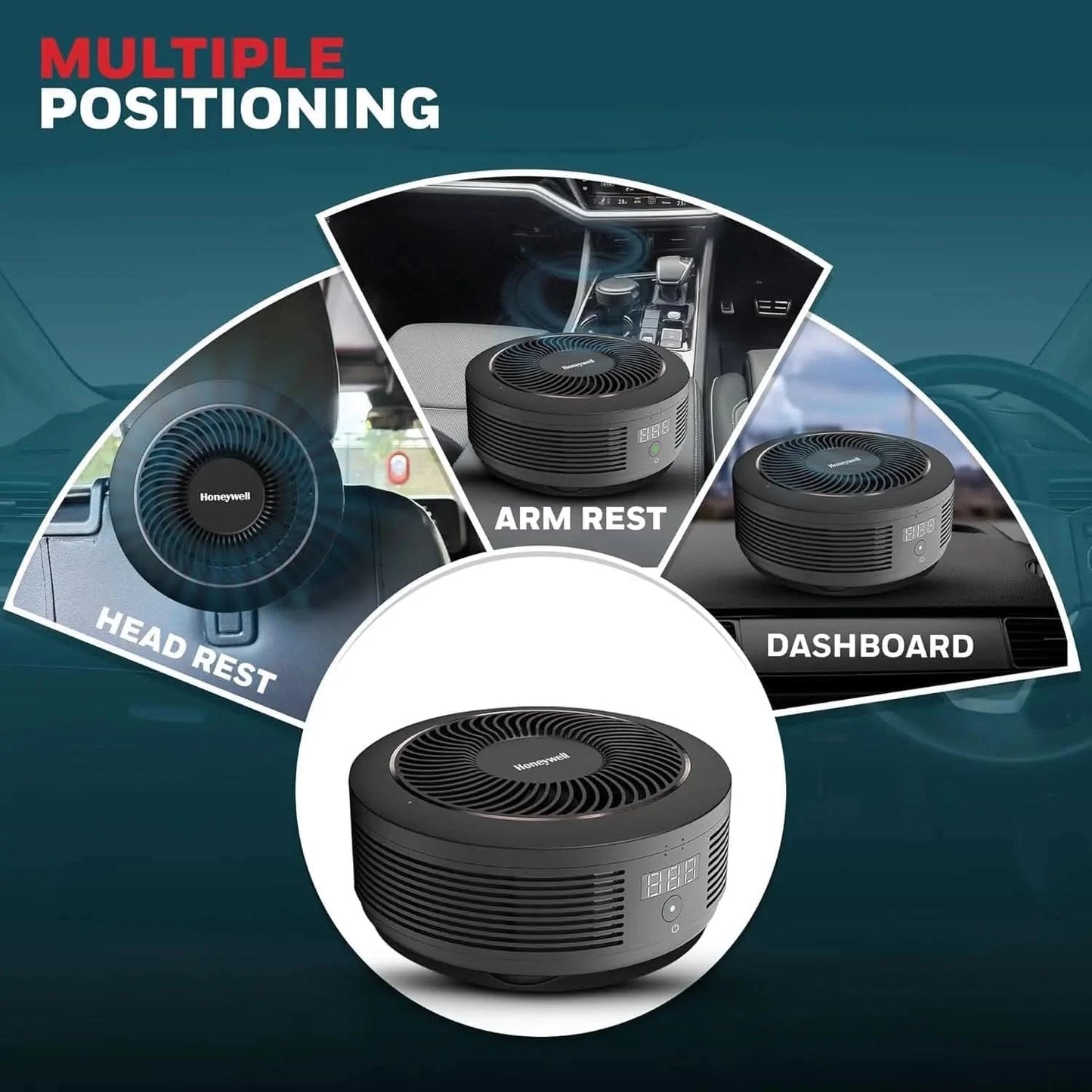 Honeywell New Launched Move Pure 4 Car Air Purifier, 3-in-1 Filtration, HEPA filter, removes 99.99% of PM2.5 & PM10, odour, VOCs, dust, smoke, & harmful bacteria, 2XUSB ports, Compact & Easy Install