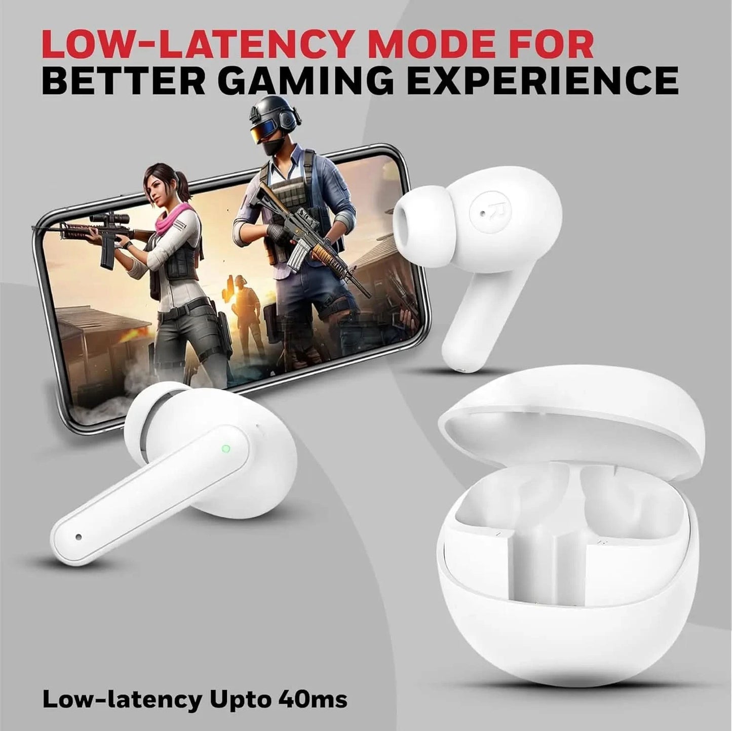 Honeywell New Launched Moxie V1400 Bluetooth v5.4 TWS in-Ear Earbuds, ENC with 4 Mics for HD Calling, 45H Battery Life, Stereo Sound, Deep Bass, IPX4, 40ms Low Latency Gaming Mode White