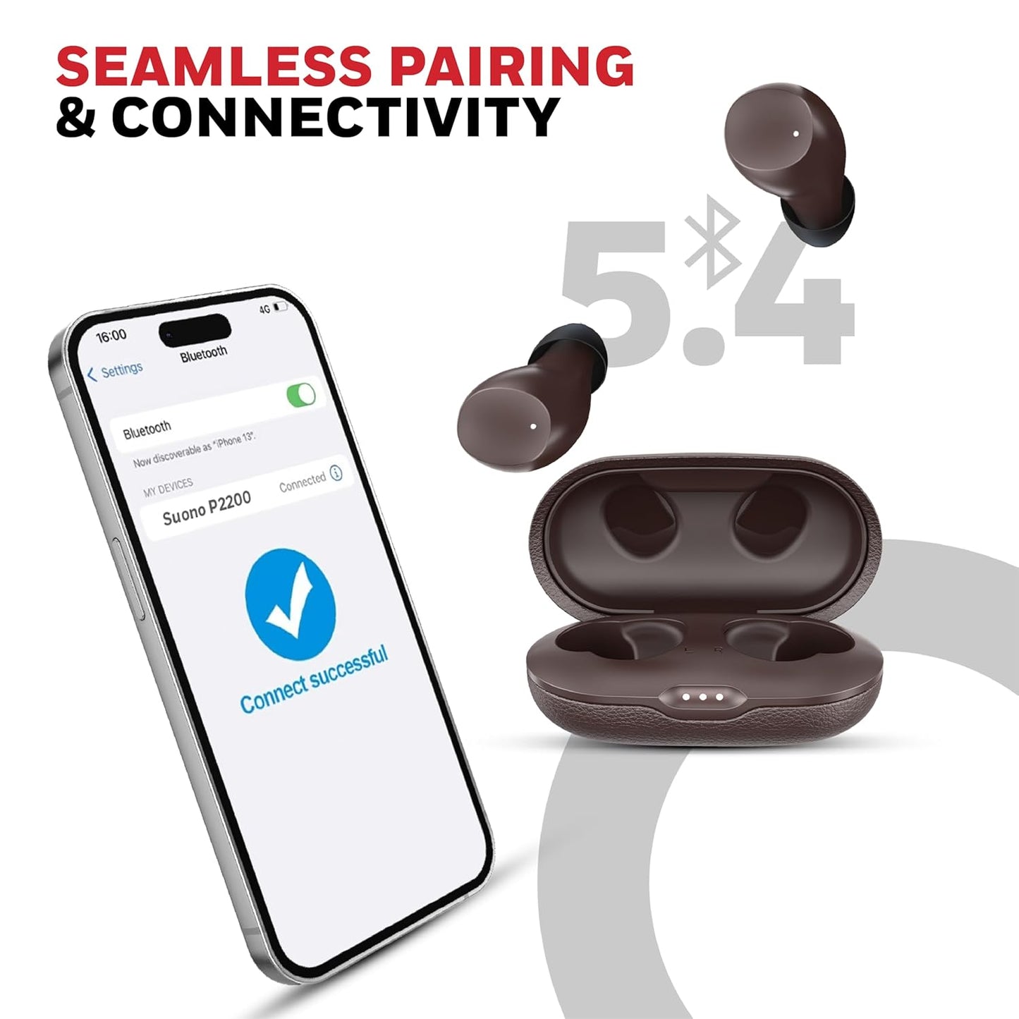 Honeywell New Launched Suono P2200 Bluetooth v5.4 TWS Earbuds, ENC with 2 Mics for HD Calling, 54H Battery Life, Stereo Sound, Deep Bass, IPX5, 40ms Low Latency Gaming Mode Brown
