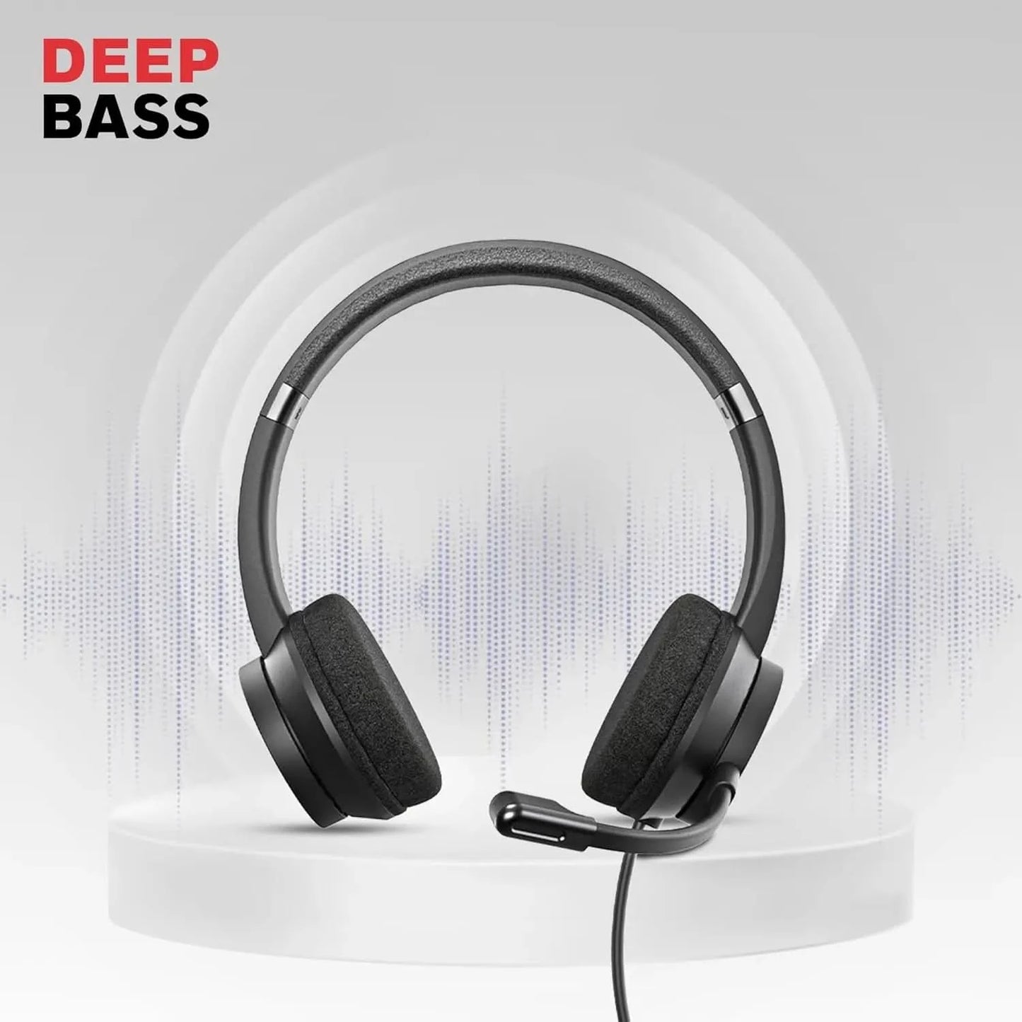 Honeywell New Trueno U30 Wired On-Ear Headphones with Rotating Mic for HD Calling, Dual 40mm Drivers, Adjustable Headband for PC/Laptop/Computers, in-Built Noise canceling, Stereo Sound, Deep Bass