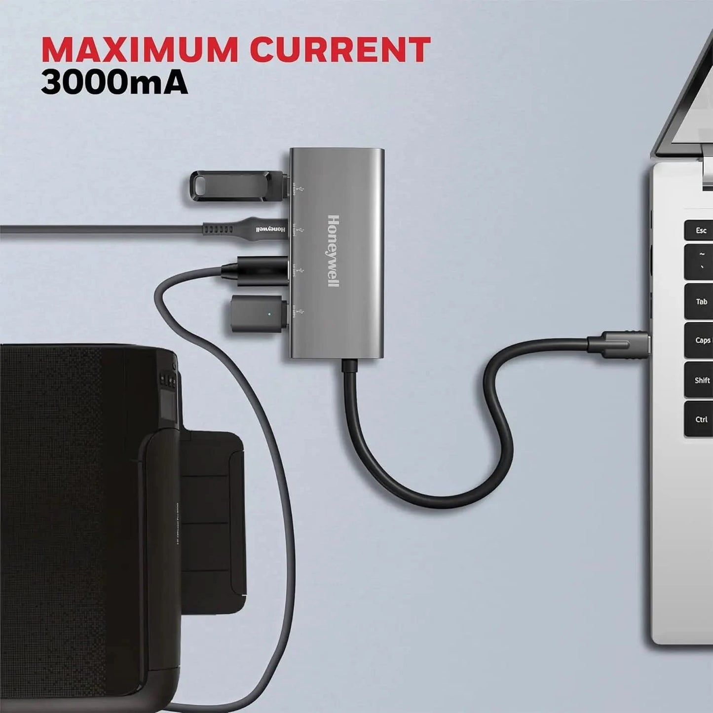 Honeywell Newly Launched Momentum Type C to 4xUSB C 3.2 Gen 2 Port Type C Hub, 10 Gbps Transmission Speed, 30 cms, Premium Metallic Finish, Compatible with All Type C Port Devices