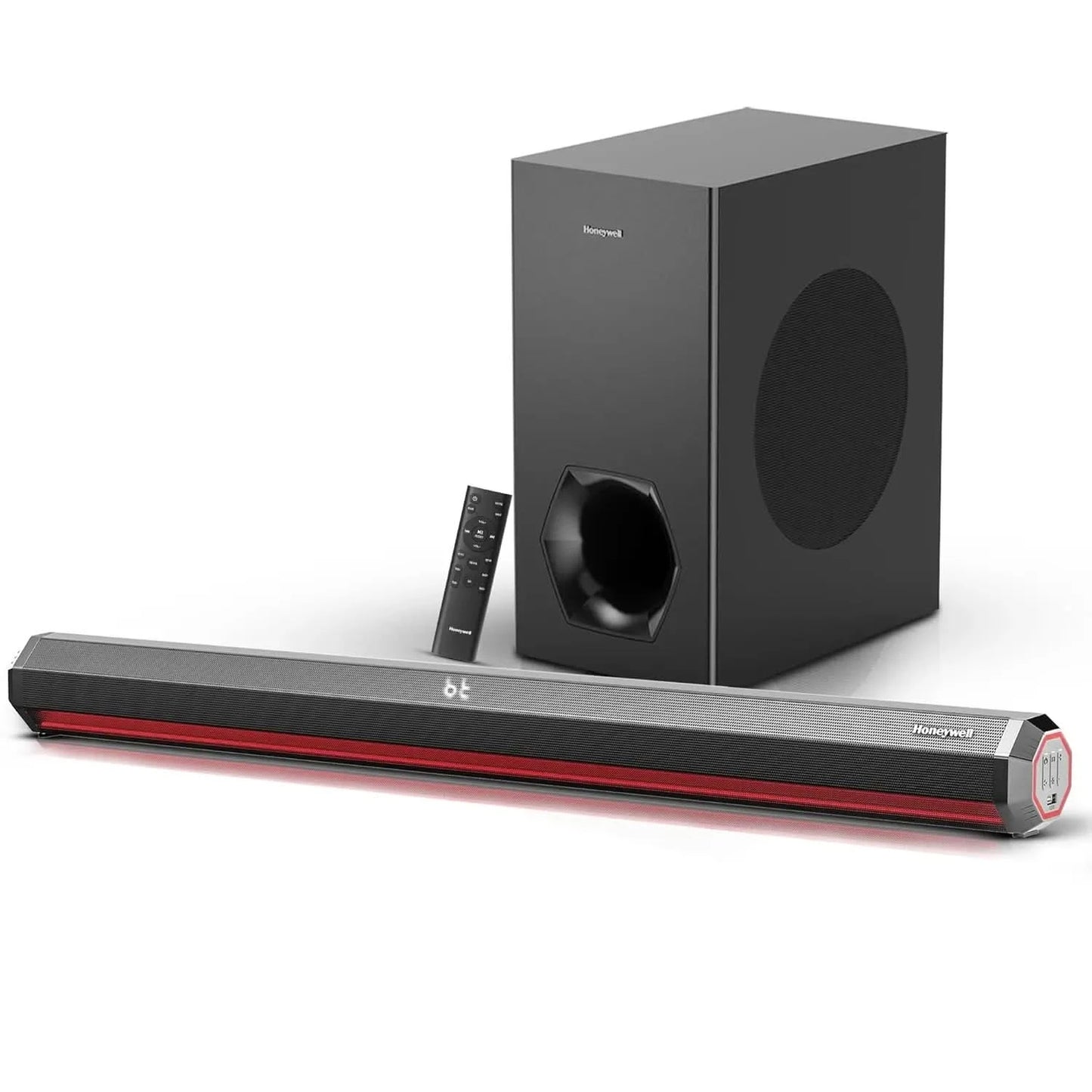 Honeywell Newly Launched Trueno U4000 Soundbar 240W, 2.1Ch Surround Sound Home Theatre, Deep Bass Subwoofer,3 EQ Modes,LED Display & Ambient Light,BT v5.3, AUX,USB,Optical Input,HDMI/ARC,Sleek Remote