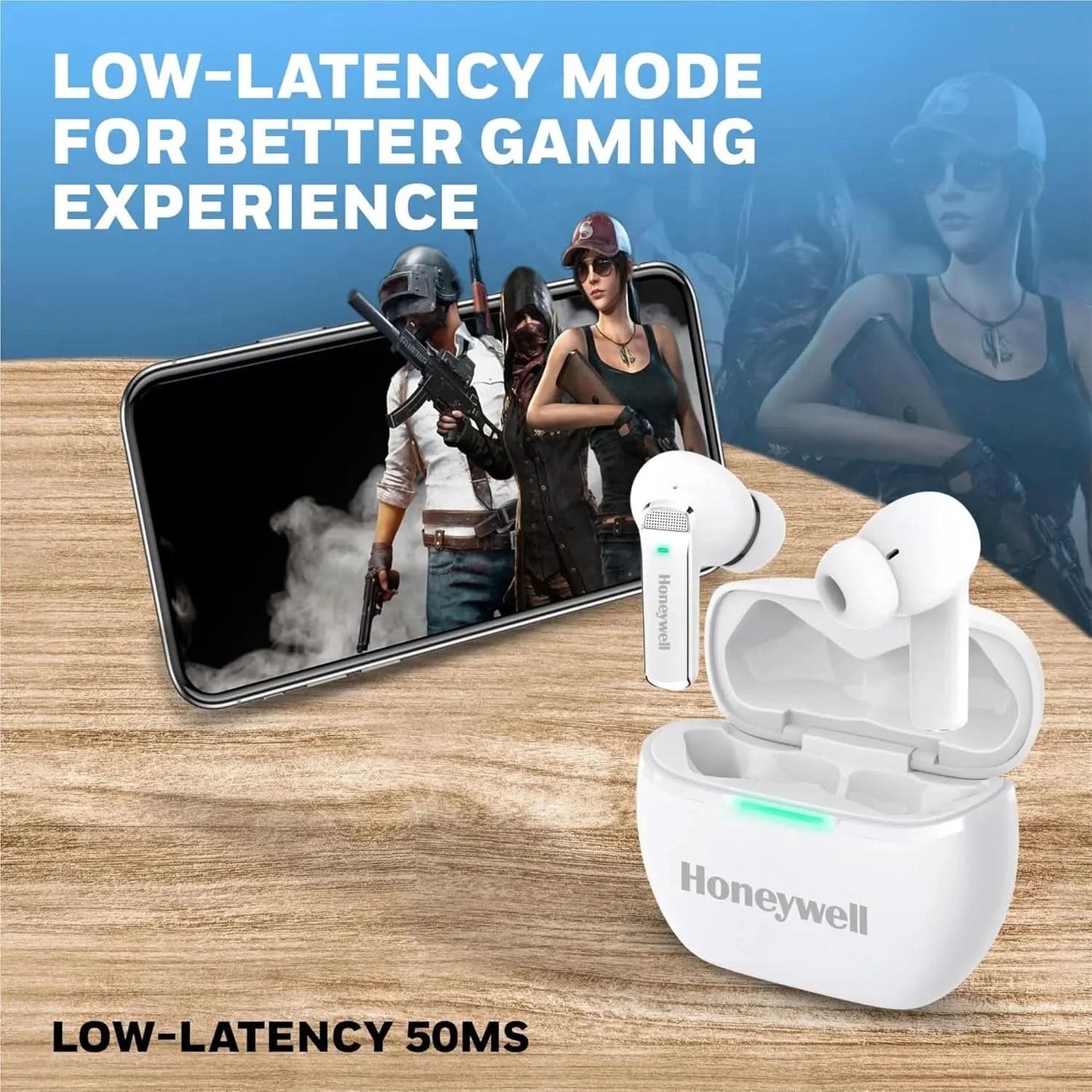Honeywell Newly Launched Trueno U5100, in-Ear Wireless Hybrid ANC TWS Earbuds, with 33 dB ANC, Low Latency Mode, 6 mics, Bluetooth V5.2, 62 Hours of Playtime, 2 Years Manufaturer Warranty