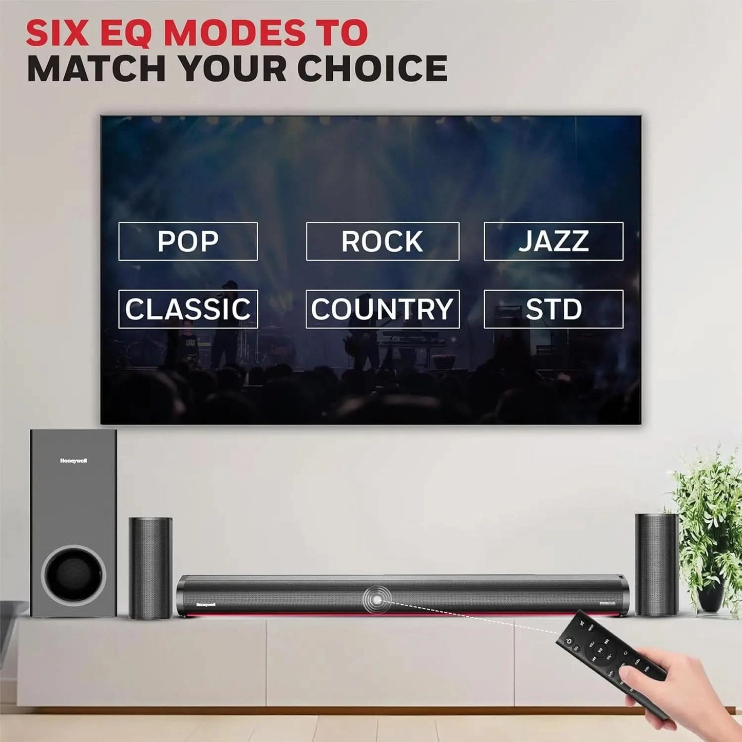 Honeywell Newly Launched Trueno U7000 Dolby Audio Soundbar 500W, 5.1Ch Surround Sound Home Theatre, Deep Bass Subwoofer, 2 Satellite Speakers, 6 EQ Modes, BT v5.3, AUX, USB, Optical Input, & HDMI/ARC