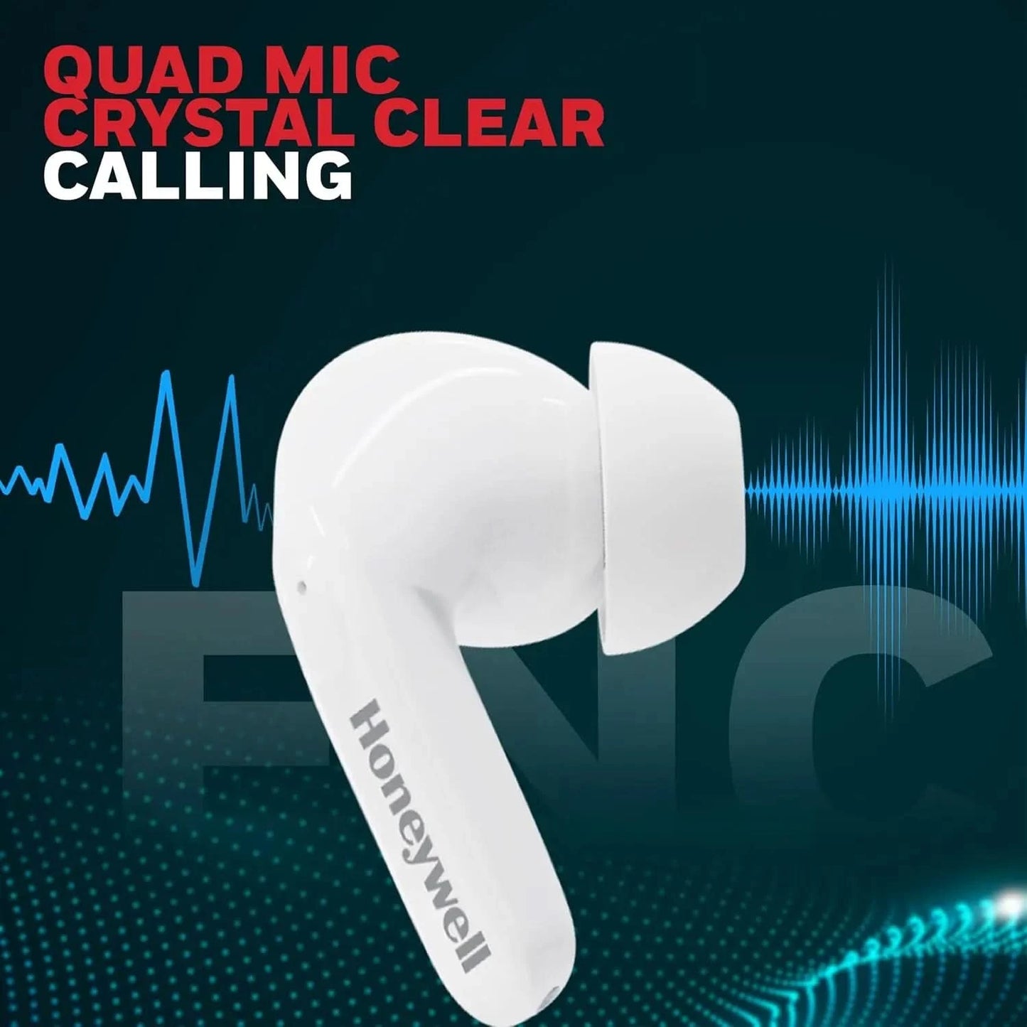 Honeywell Suono P2100 Bluetooth in Ear TWS Earbuds with 50h of Playtime, ENC Mode, 4 Mics, Type C Fast Charging, Low Latency Mode for Gaming, BT v5.3, 13mm Drivers, Voice Assistant,2 Years Warranty
