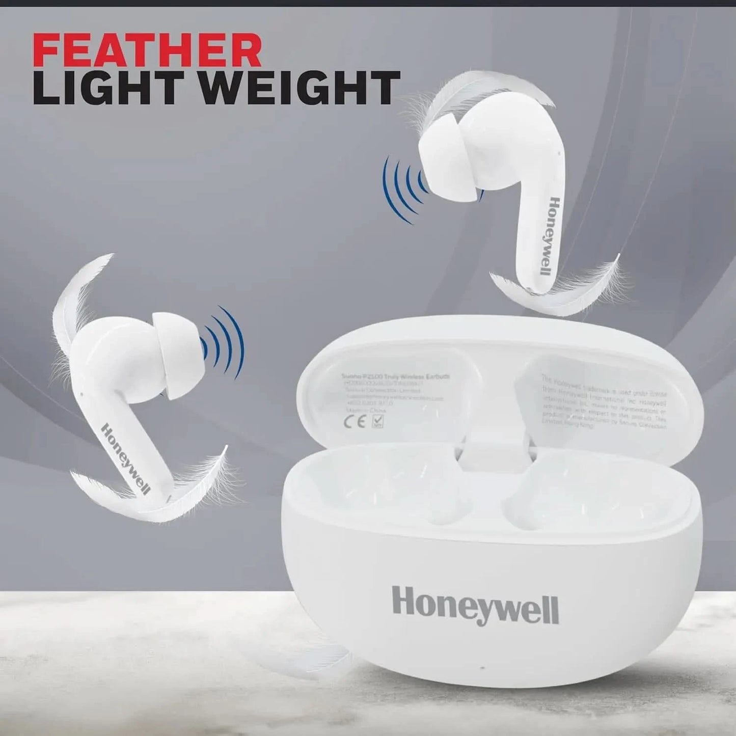 Honeywell Suono P2100 Bluetooth in Ear TWS Earbuds with 50h of Playtime, ENC Mode, 4 Mics, Type C Fast Charging, Low Latency Mode for Gaming, BT v5.3, 13mm Drivers, Voice Assistant,2 Years Warranty