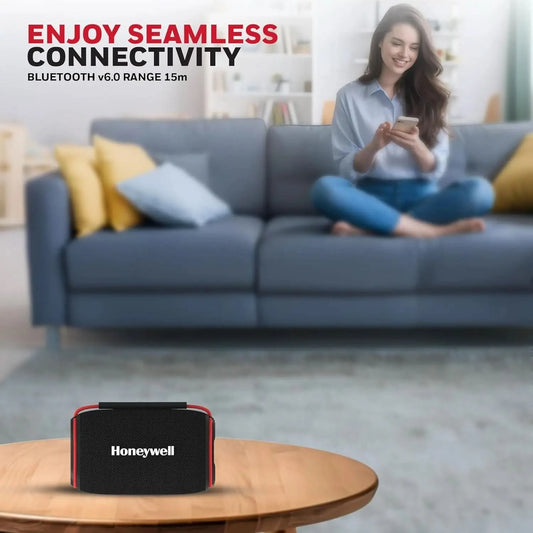 Honeywell Suono P310 Bluetooth 6.0 Speaker, 10W, Deep Bass Dual Radiators, 12H Playback, IPX6, Dual Speaker Pairing, RGB Lights, USB/AUX/SD, Type-C Charging, Built-in Mic, 2yr Manufacturer Warranty