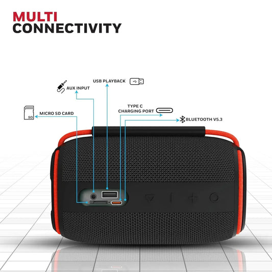 Honeywell Suono P400 Bluetooth 5.3 Wireless Portable Speaker, 15W Output, Deep Bass, 10H Playtime, IPX6, TWS Pairing, RGB Lights, SD/AUX/Type-C Support, Built-in Mic, 78mm Drivers, 2-Year Warranty