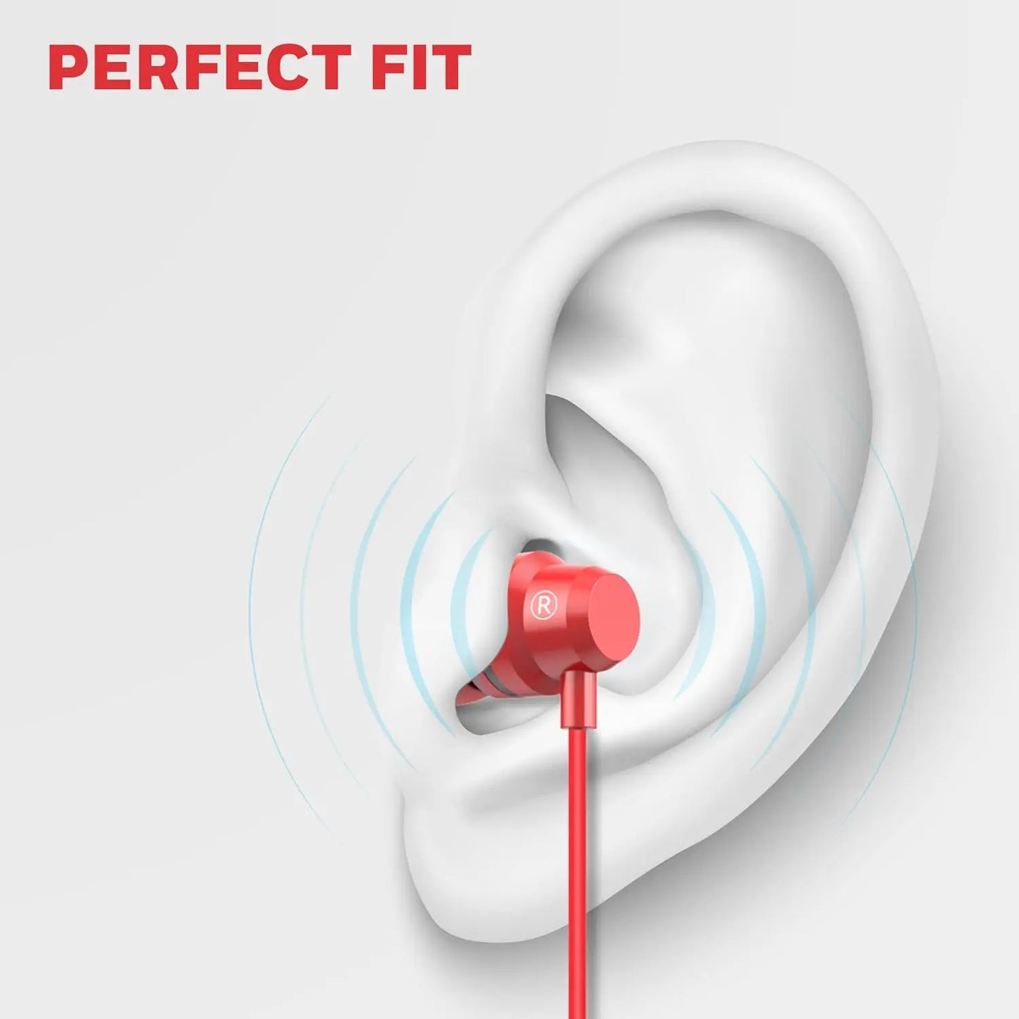 Honeywell Suono P60 Wired Earphones with Built in Mic, 10mm*2 Drivers, Passive Noise Cancellation, Deep Bass & Clear Sound, Ultra HD Mic Quality, Type C Compatible, Voice Assistant Enabled, 1.2 Mtr Red