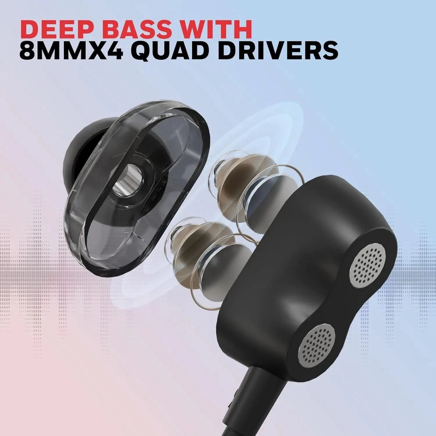 Honeywell Suono P80 Wired Gaming In Ear Earphones with Built-in Mic, 8mm*4 Drivers, IPX4, Noise Cancelling and ultra HD Mic, HD Sound & Clear Audio, Type C Compatible, Voice Assistant Enabled, 1.3 Mtr