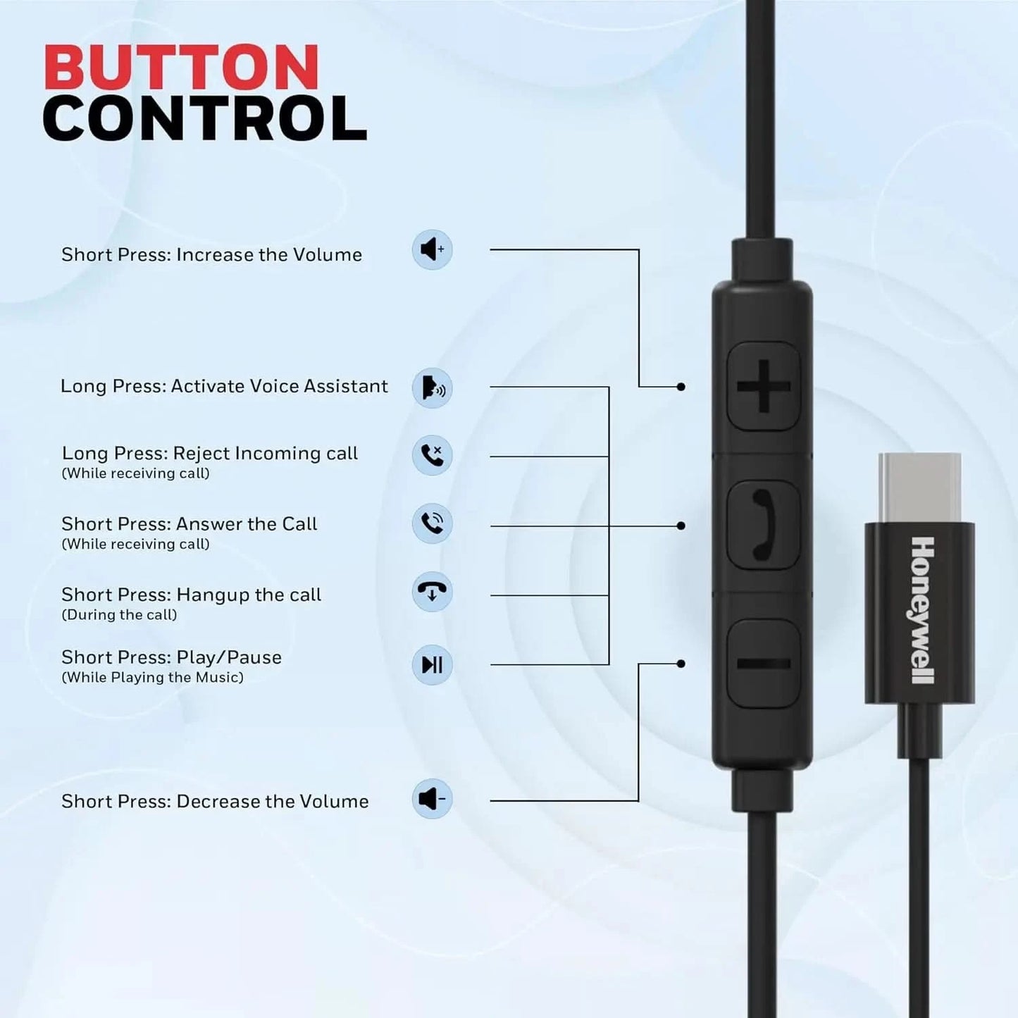 Honeywell Suono P80 Wired Gaming In Ear Earphones with Built-in Mic, 8mm*4 Drivers, IPX4, Noise Cancelling and ultra HD Mic, HD Sound & Clear Audio, Type C Compatible, Voice Assistant Enabled, 1.3 Mtr
