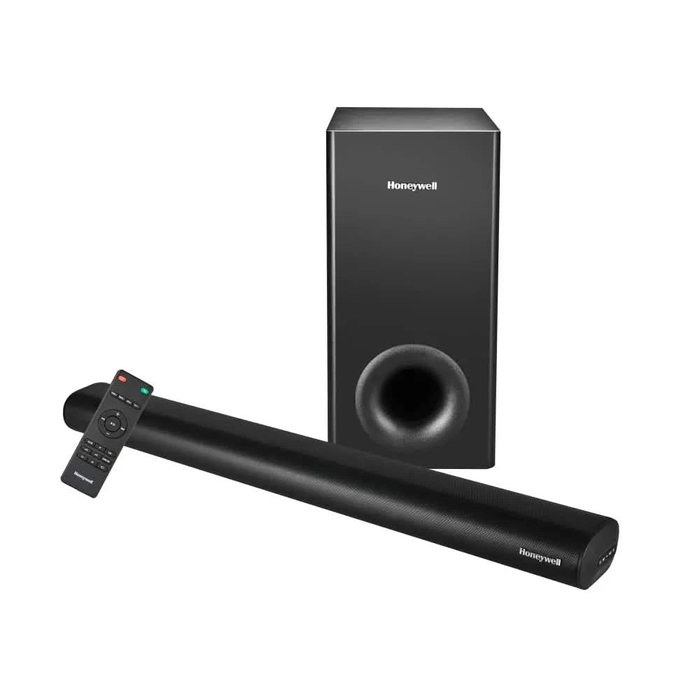 Honeywell Trueno U3000 Soundbar 200W, 2.1Ch Surround Sound Home Theatre, Deep Bass Down Firing Subwoofer, 3 EQ Modes, BT v5.3, AUX, USB, Optical Input, HDMI/ARC, Sleek Remote