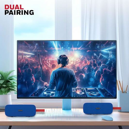 Honeywell Trueno U300 Bluetooth 5.3 Wireless Portable Speaker, 20W Output, Dual 78mm Drivers, Deep Bass, 13H Playtime, IPX6, TWS Pairing, SD/USB Type-C/AUX Support, Built-in Mic, 2-Year Warranty-Blue
