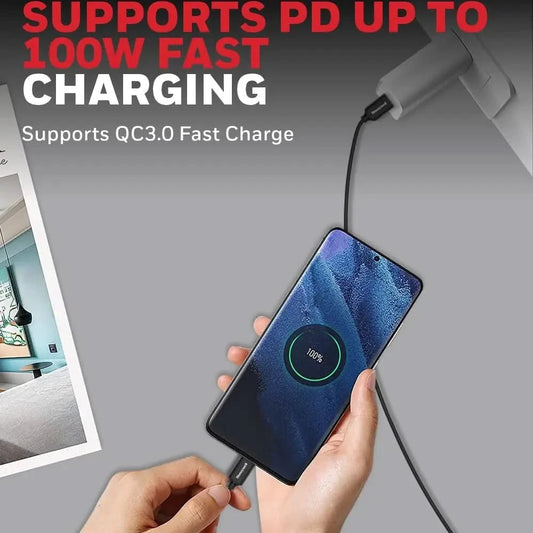 Honeywell Type C To Type C USB 3.1 Cable, PD 100W with Max Output 5A, QC 3.0, Ultra-Fast Charge & Sync Cable, 10 Gbps transfer speed,Compatible with Smartphones,Laptop,Power Bank, Tablet- 6 Feet(1.8M)