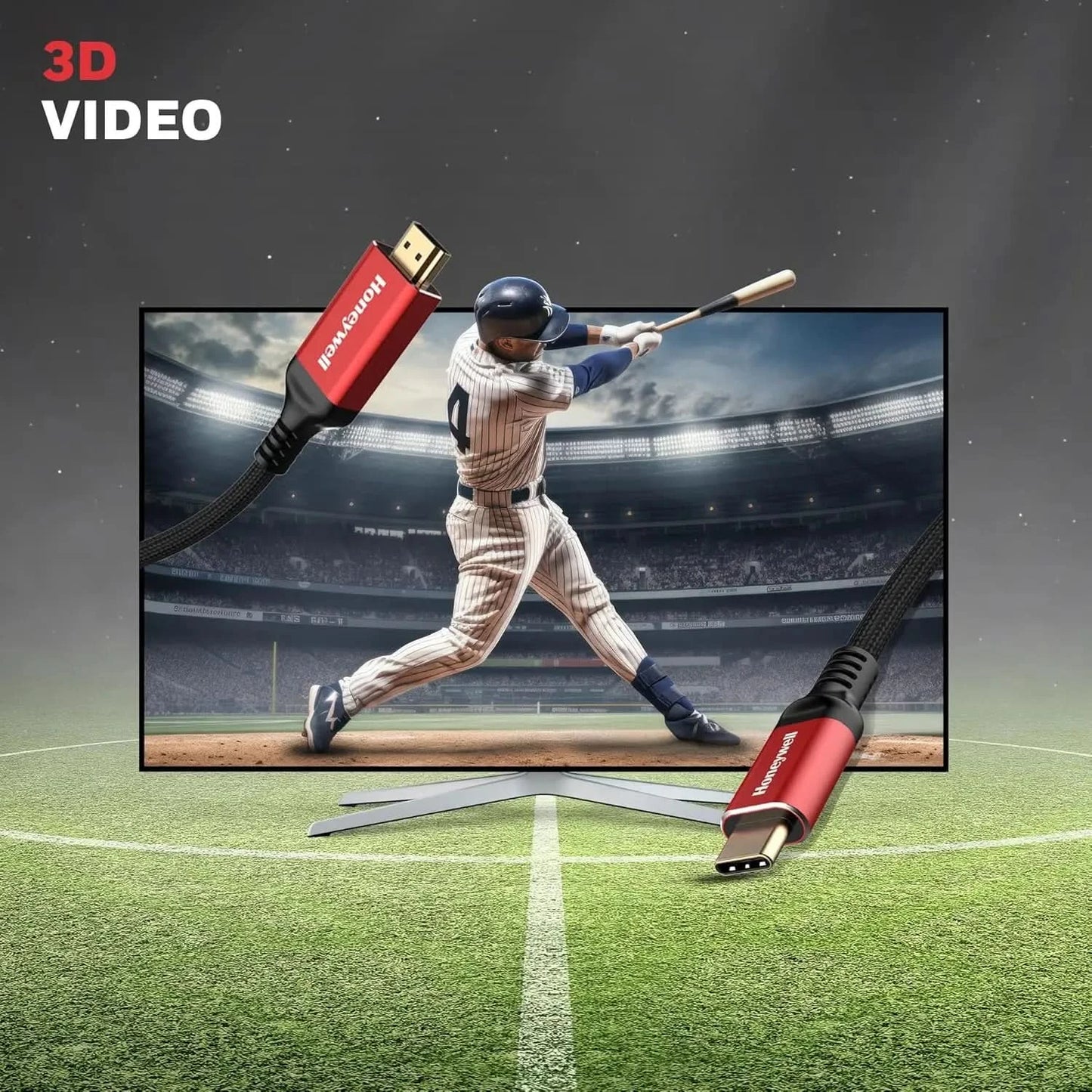 Honeywell Type C to 2.0 HDMI Cable, 4Kx2K@60Hz UHD Resolution, 2 Mtr, 18GBPS Transmission Speed, High-Speed, Male to Male, Compatible with TV, Laptop, Type-C Smartphone, Projector, etc