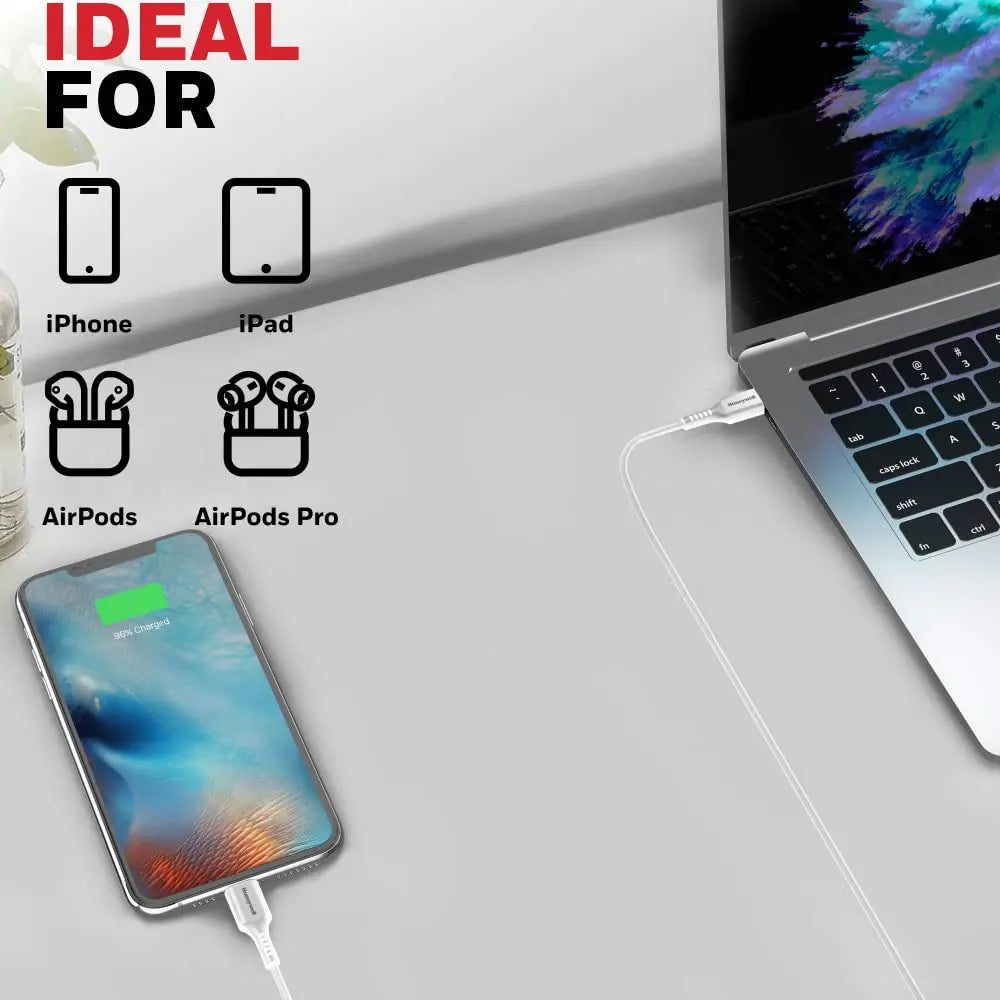 Honeywell Type C to Lightning Silicone cable (White), MFI-certified, QC 3.0,PD 87W with Max Output 3A, Fast Charge & Sync Cable for iPhone, iPad, iMac, MacBook, Airpods- 6 Feet(1.8M)