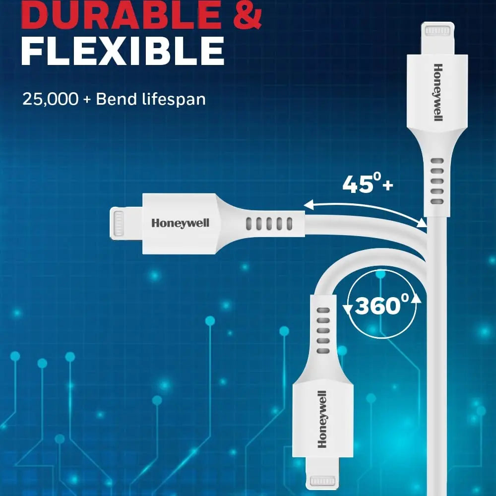 Honeywell Type C to Lightning Silicone cable (White), MFI-certified, QC 3.0,PD 87W with Max Output 3A, Fast Charge & Sync Cable for iPhone, iPad, iMac, MacBook, Airpods- 6 Feet(1.8M)