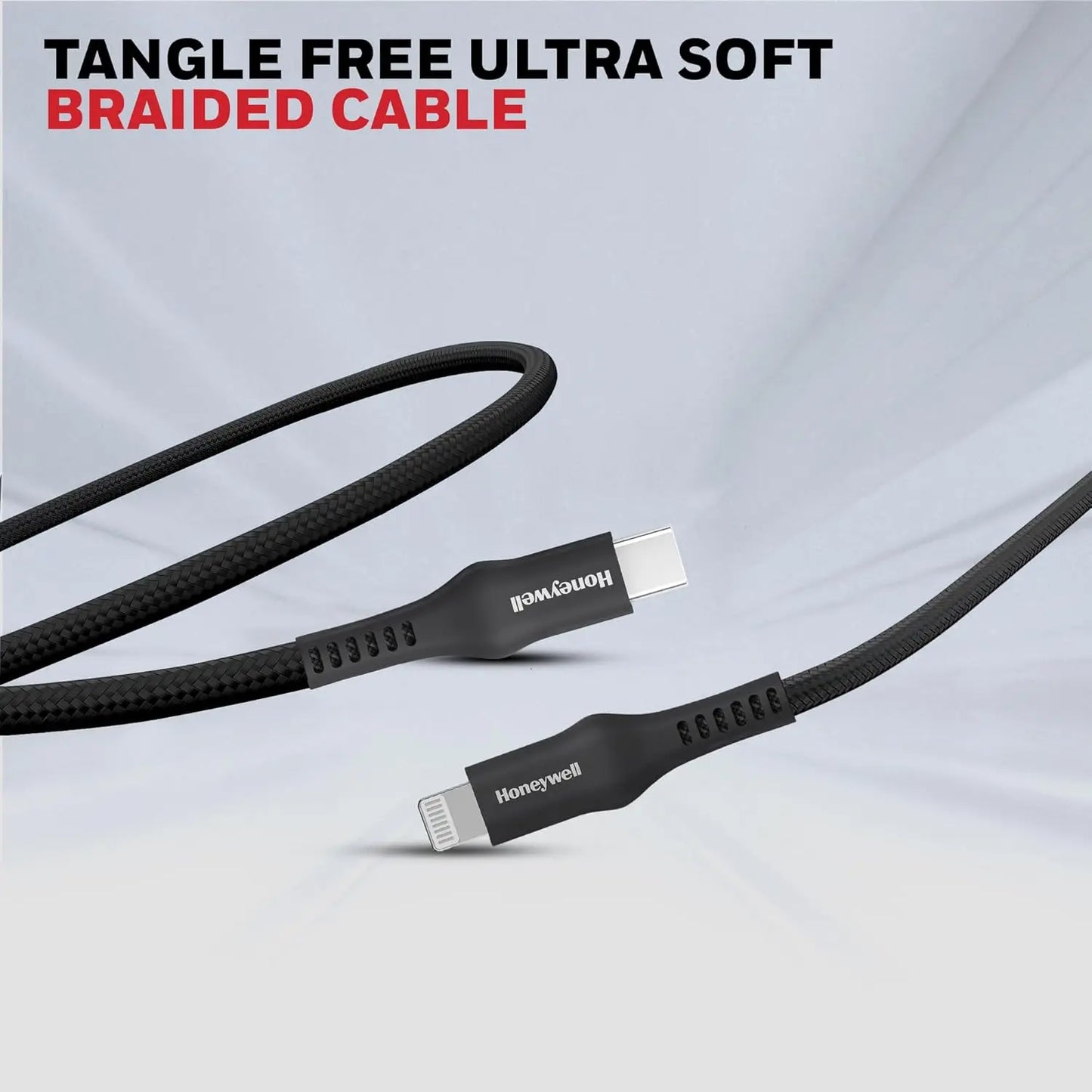 Honeywell Type C to Lightning, 4 Feet (1.2M), Nylon Braided Cable, MFI-certified, QC3.0, PD 87W Support with Max Output 3A, Fast Charge & Sync Cable for iPhone, iPad, AirPods – White