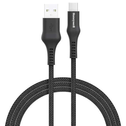 Honeywell USB A to Type C Cable, 4 Feet (1.2M), PD 60W, QC 3.0, Fast Charge & Sync Cable, Nylon Braided Cable for Apple Devices, Smartphones, Laptops, Power Banks, Tablets, Headphones, Speakers Black